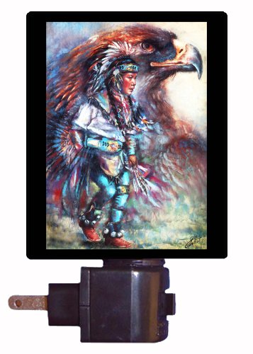 Eagle Dancer Night Light - Native American Cultural Decor for Bedroom, Nursery & Meditation Space | Ethnic LED Table Lamp with Southwestern Design