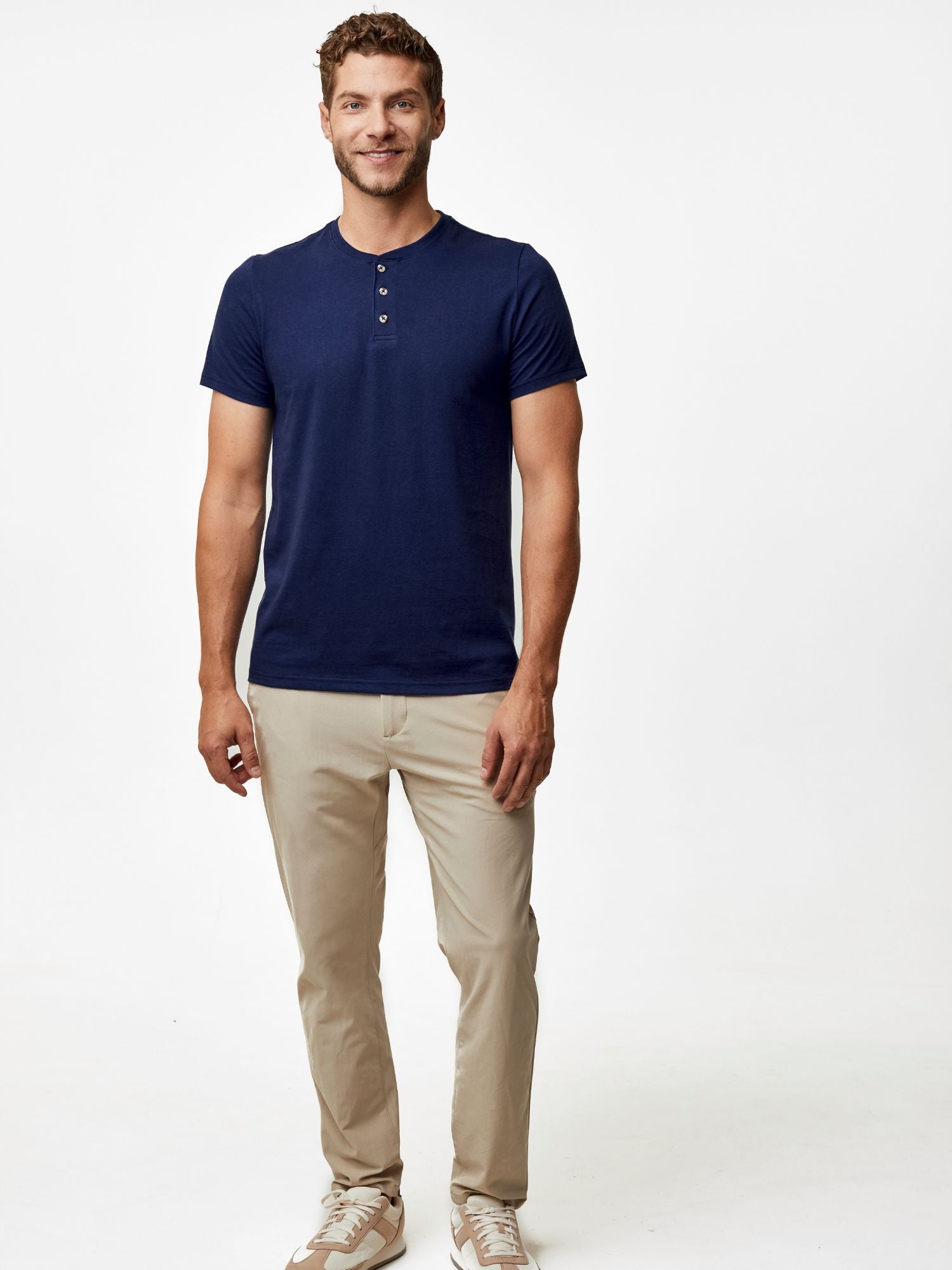 Midnight Blue Short Sleeve Henley Shirt for Men - Soft Cotton Casual Tee with Button Placket - Perfect for Summer Outings, Beach Vacations and Weekend Relaxation