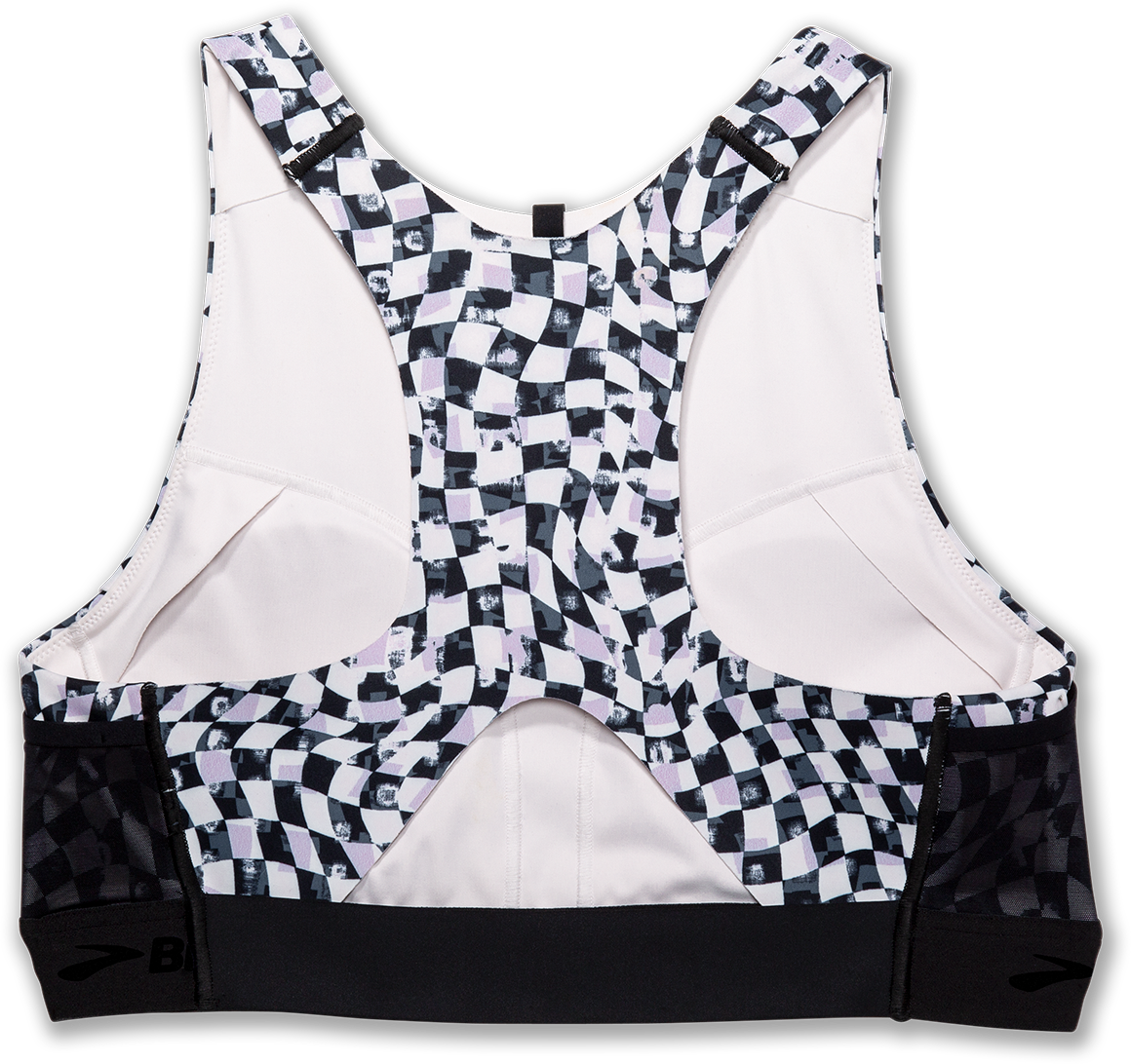 Women's Drive 3 Pocket Run Bra - High Support Sports Bra for Running & Workouts (Black/White) - Perfect for Gym, Jogging & High-Intensity Training