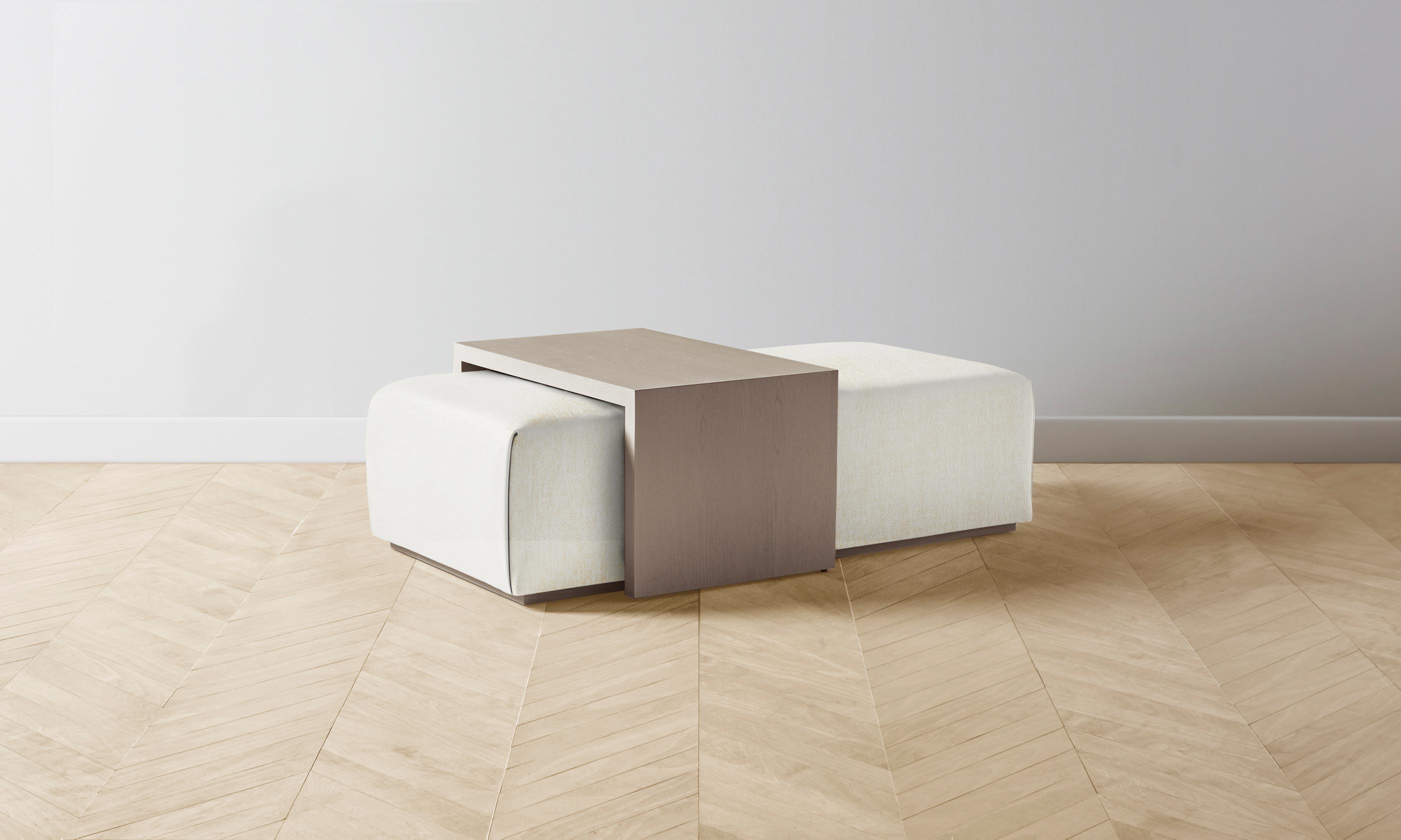 The Bowery Ottoman - Performance Tweed Salt - Stylish & Durable Footrest for Living Room, Bedroom, or Office