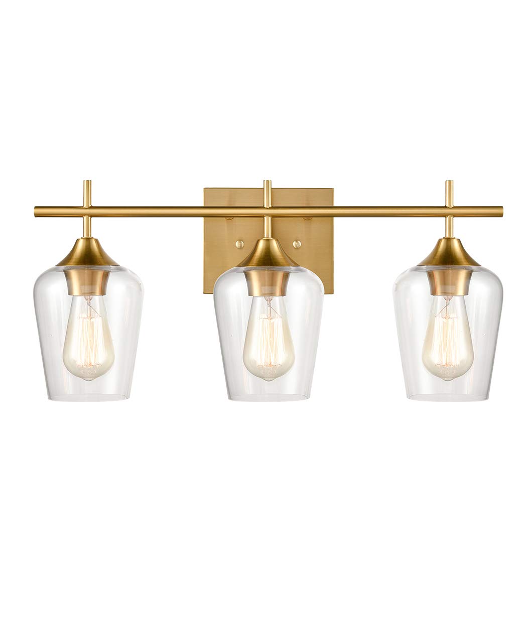 CLAXY 3-Light Industrial Bathroom Vanity Light Fixture - Clear Glass Wall Sconce for Modern Farmhouse, Rustic & Contemporary Bathroom Lighting - Perfect for Bathroom Mirror, Vanity, Powder Room & Spa Decor