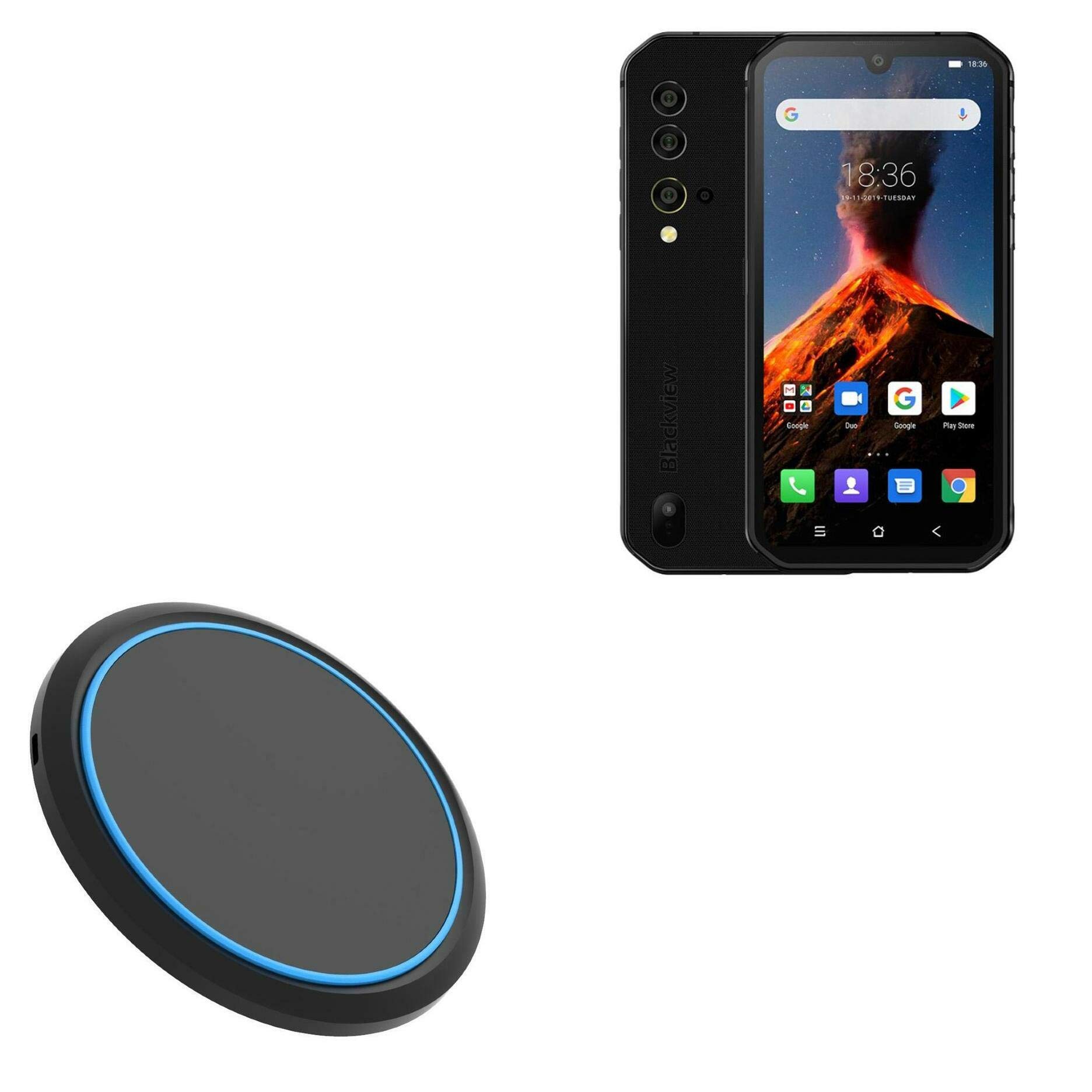 BoxWave SwiftCharge 15W Qi Wireless Charger for Blackview BV9900E - Fast Circular Desktop Charger Compatible with QC3.0 Devices | Perfect for Office, Home & Travel Use
