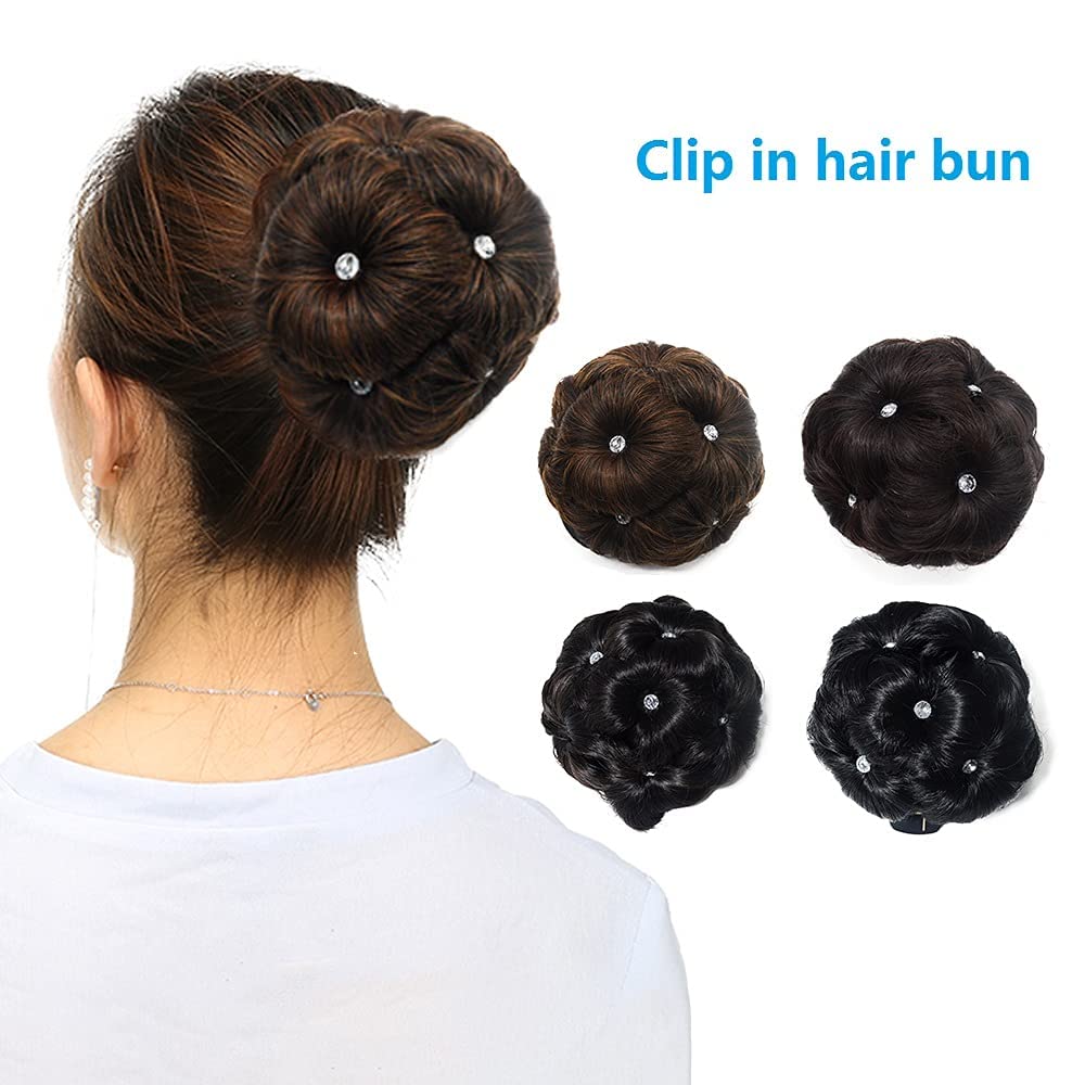 Stylish Women's Hair Bun Clip Extension - Artificial Fake Hair Donut Bun Maker for Women (Black) | Perfect for Updos, Ponytails & Special Occasions