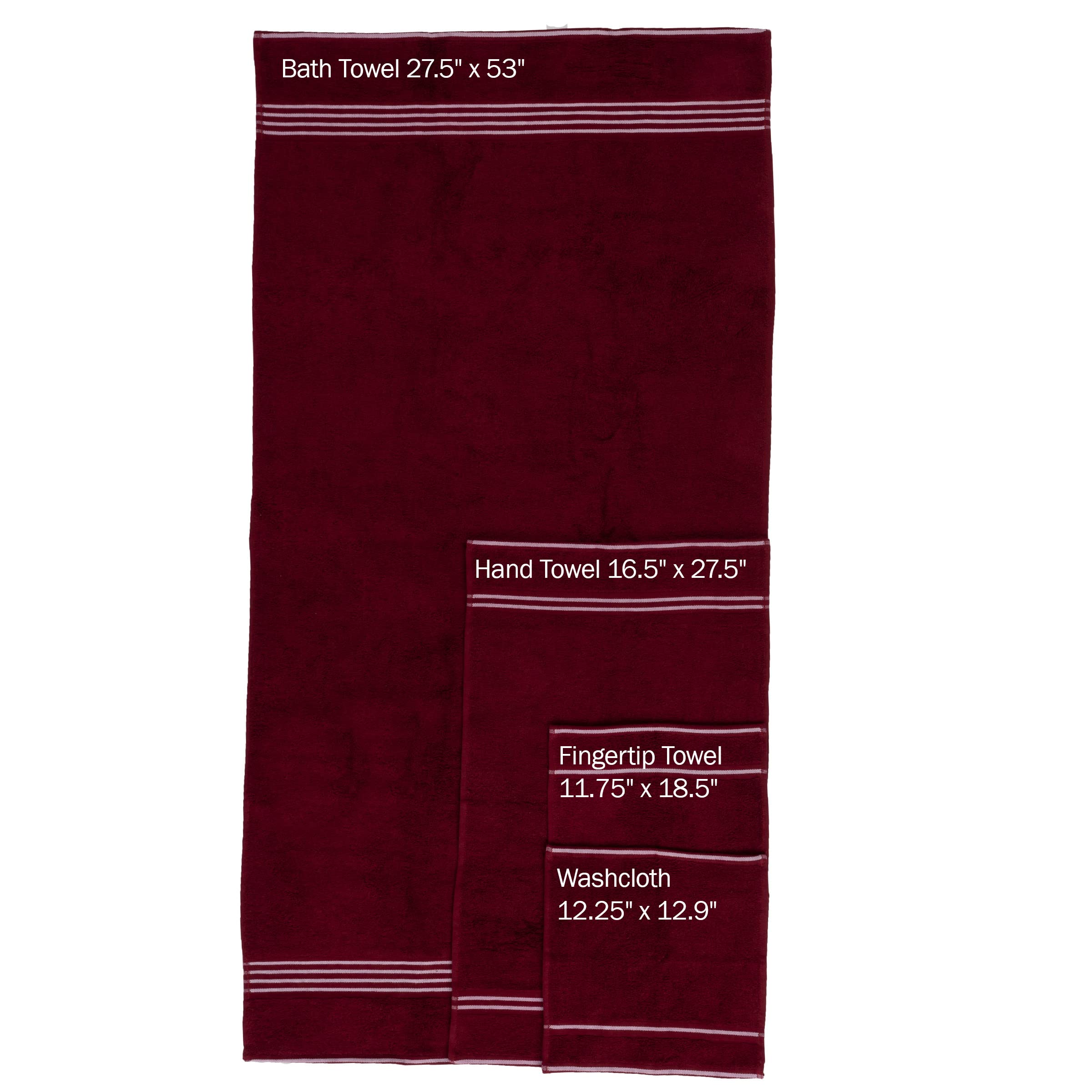 Premium 8-Piece Cotton Bath Towel Set - 2 Bath Towels, 2 Hand Towels, 2 Washcloths & 2 Fingertip Towels for Spa, Bathroom & Luxury Home Decor - Soft & Absorbent by Lavish Home (Burgundy)