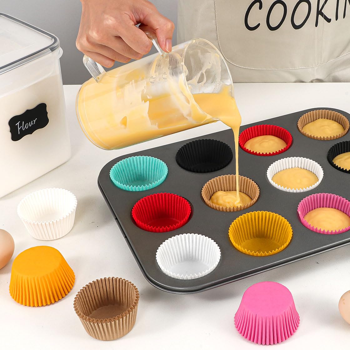 Premium Red Cupcake Liners 200 Count - Greaseproof Baking Cups for Muffins, Cupcakes & Desserts | Perfect for Weddings, Birthdays, Baby Showers & Holiday Parties (Red) - Ideal for Home Baking, Catering & Professional Bakeries