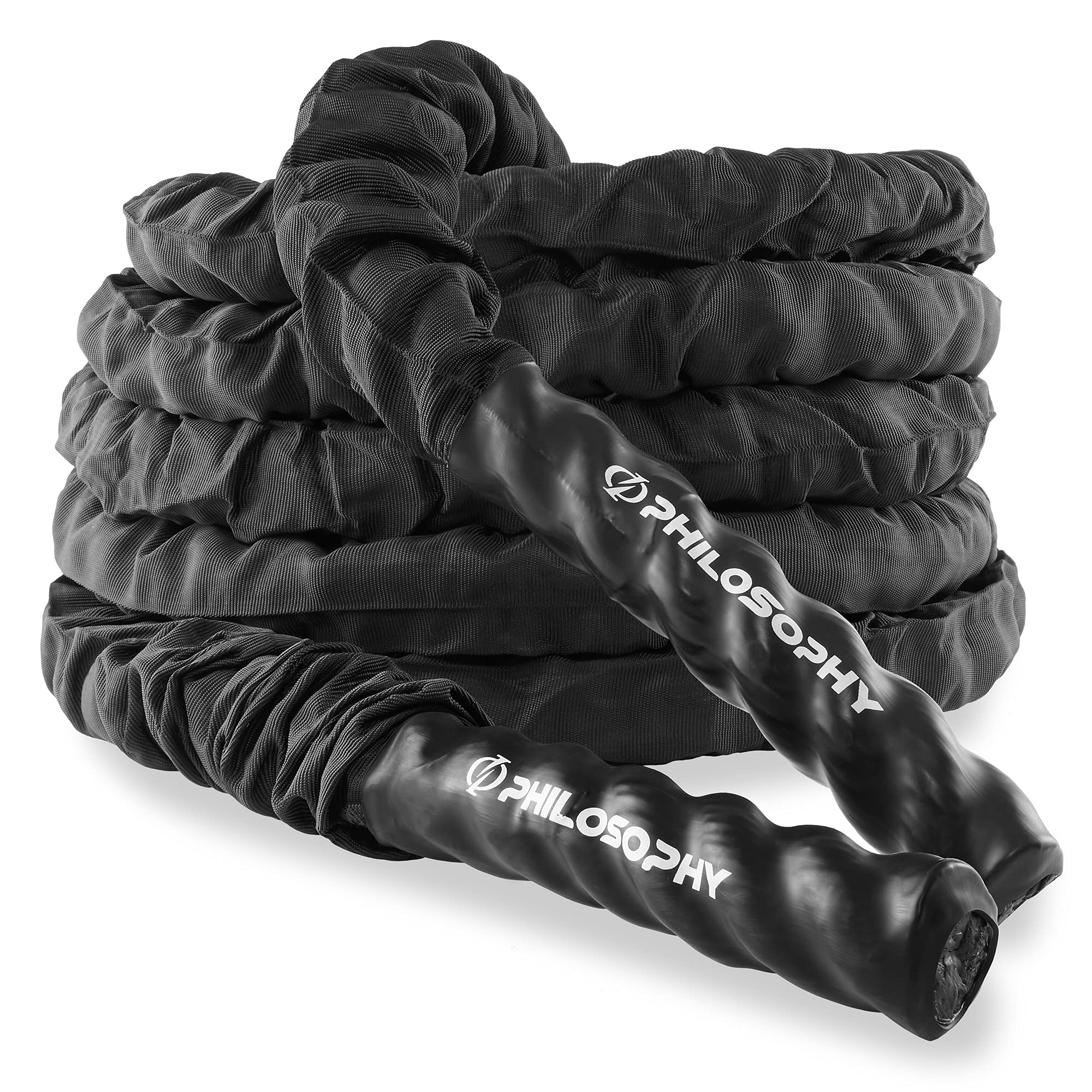Best Battle Rope for Gym & Home Workouts - Heavy Duty Fitness Training Rope with Protective Cover & Anchor Kit - Ideal for Strength Training, CrossFit, HIIT & Cardio Exercises