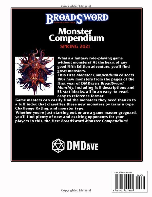BroadSword Monster Compendium Spring 2021 - Fantasy RPG Bestiary for D&D 5E, Pathfinder & Tabletop Gaming | Perfect for Game Masters & Players