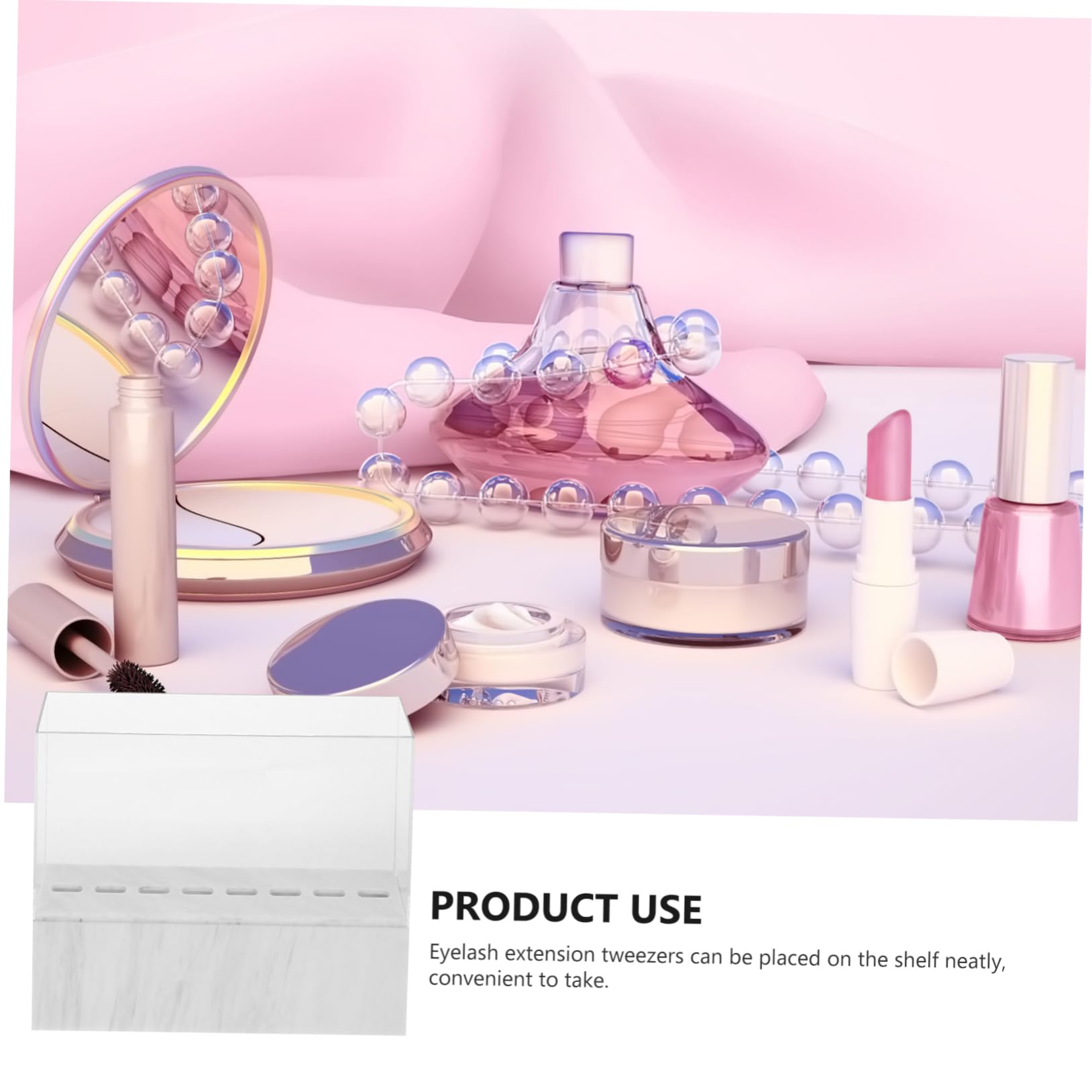 Baluue Acrylic Eyelash Tweezers Display Stand - 6 Hole Tweezer Holder for Lash Extensions, Storage Case & Shelf Bracket - Perfect for Salons, Beauty Studios & Professional Lash Artists (White)
