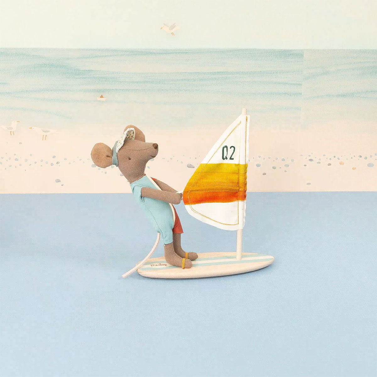 Maileg Beach Mice Surfer Big Brother Mouse - Adorable Handmade Toy for Kids, Perfect for Beach Play & Collectible Gifts