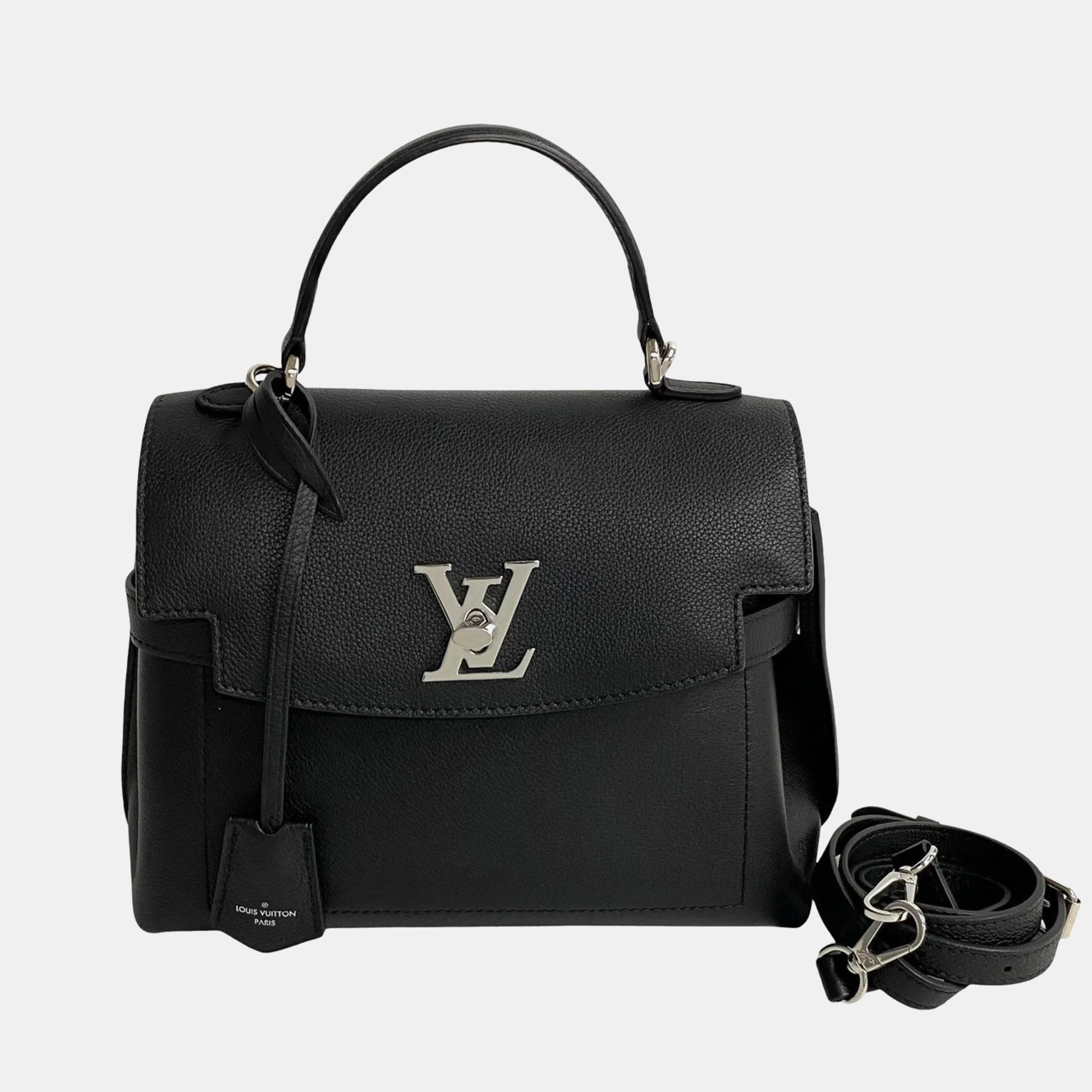 Luxury Black Calfskin Lockme Ever Satchel Handbag for Women - Perfect for Work, Travel & Everyday Use