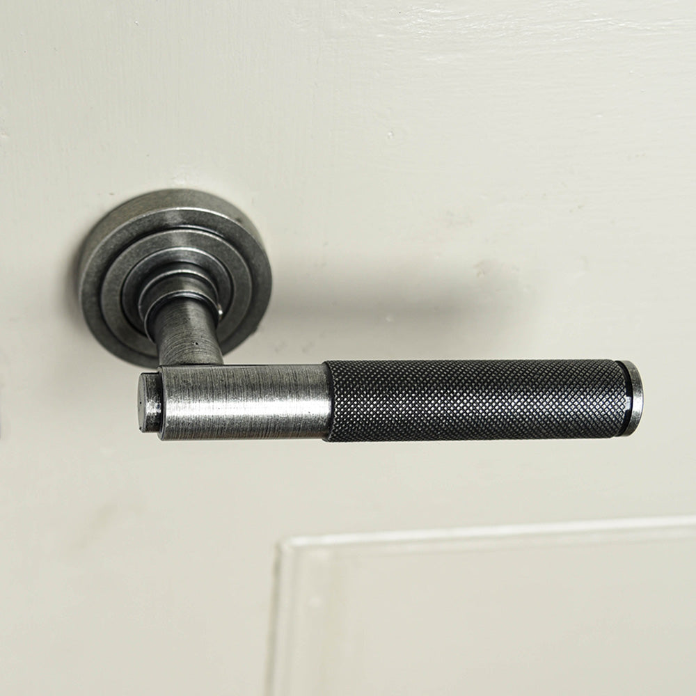Premium Pewter Brompton Lever Door Handles with Concealed Rose - Elegant Upgrade for Home & Office Interior Doors