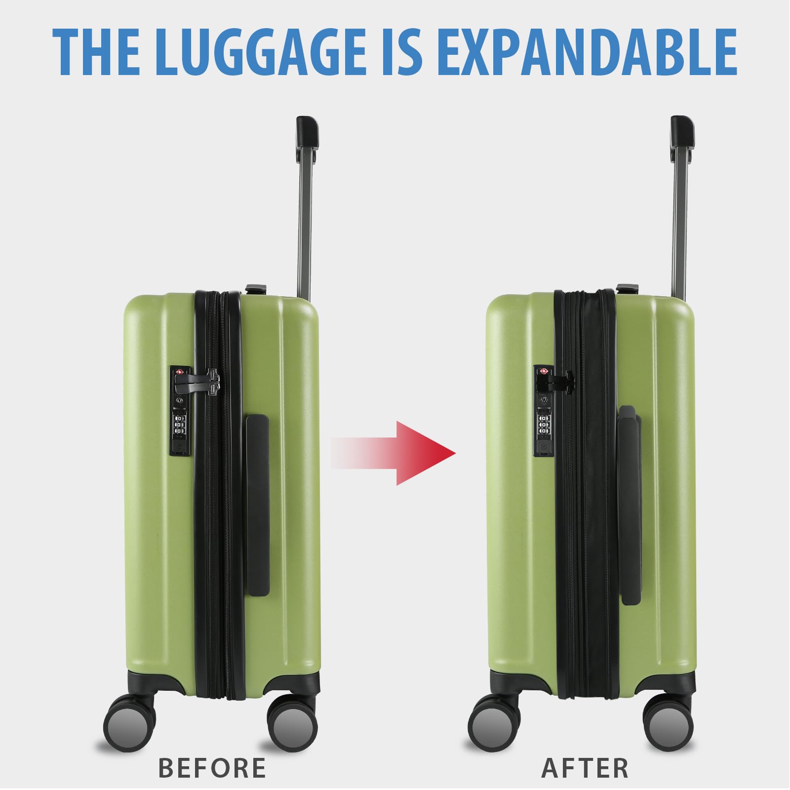 **KROSER 20-Inch Expandable Hardside Carry-On Luggage with 360° Spinner Wheels, TSA Lock & USB Charging Port - Lightweight Durable Suitcase for Air Travel, Business Trips & Weekend Getaways (Green)**