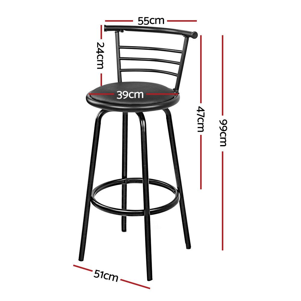 4 Bar Stools with Swivel Seat - Leather Padded Counter Height Stools with Metal Base for Kitchen Island, Breakfast Bar & Home Decor