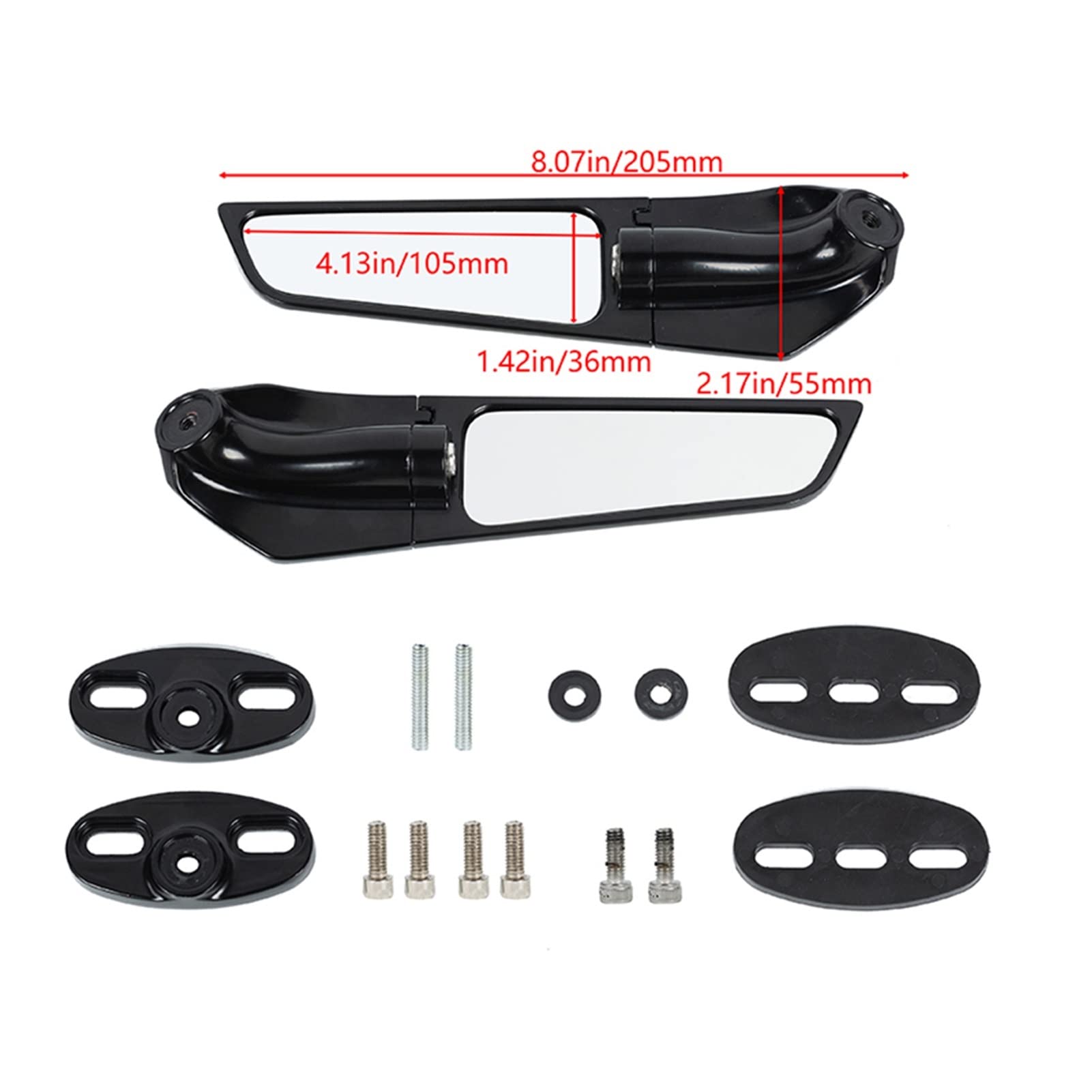 Kawasaki ZX12R ZX14R ZZR1400 TR1400 Adjustable Rotating Side Mirrors - Black Motorcycle Wind Wings for Enhanced Visibility & Style - Perfect for Highway Cruising & Sport Riding