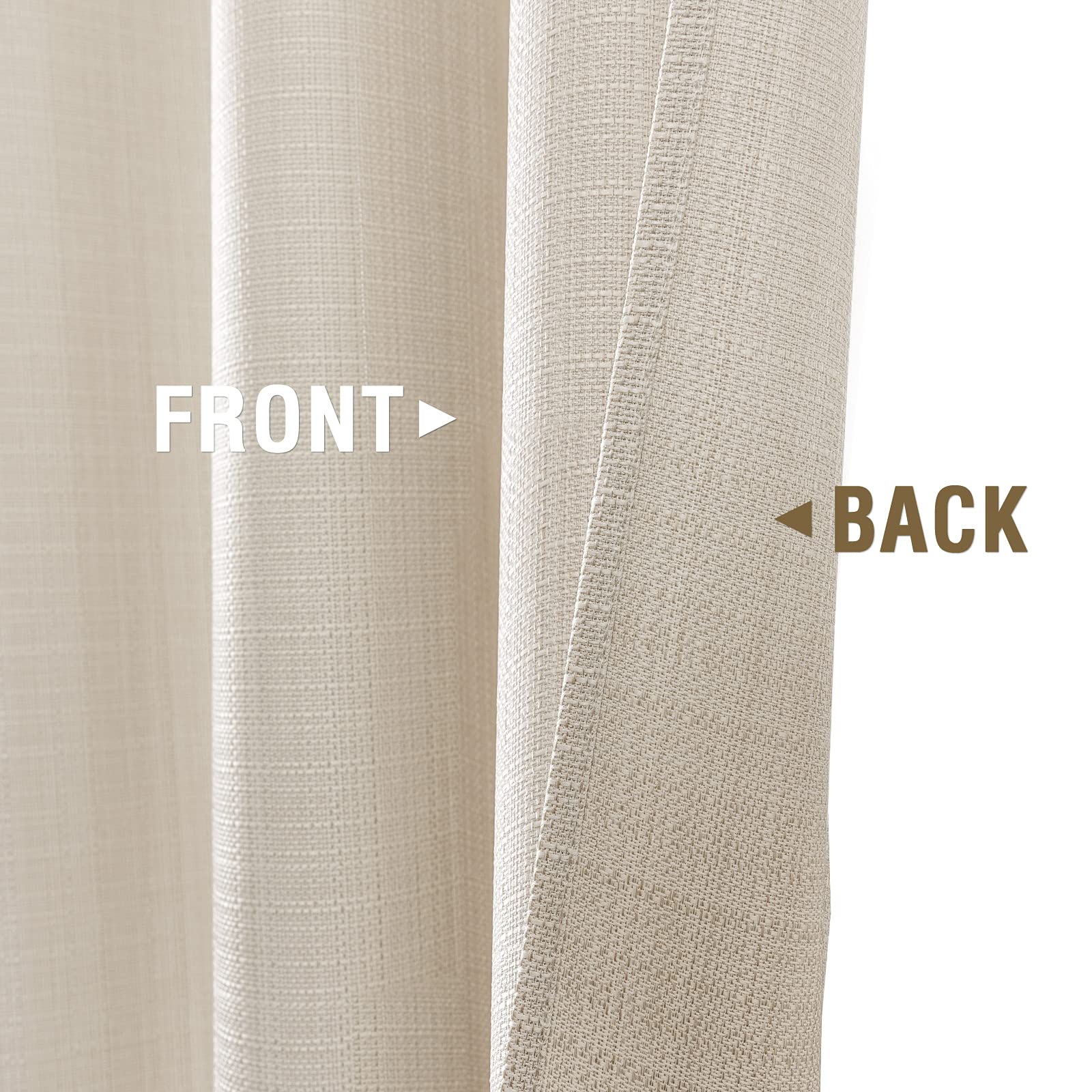 Jinchan Linen Textured Casual Weave Curtains - Light Filtering Grommet Drapes for Living Room & Bedroom (2 Panels, Heathered Beige, 63 Inch Length) - Perfect for Creating Cozy Home Atmosphere & Sun Protection