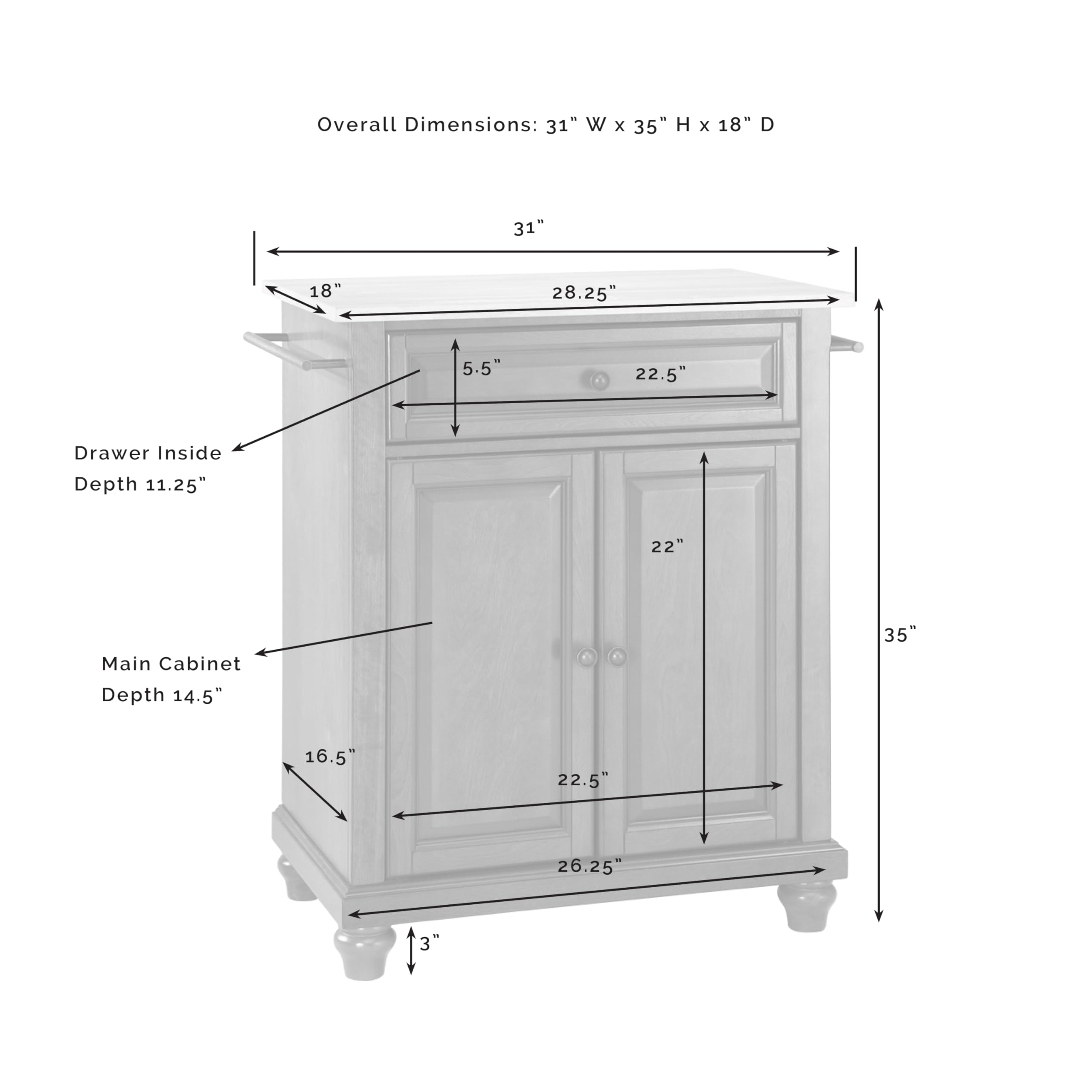 Crosley Cambridge Granite Top Portable Kitchen Island Cart with Wheels - Microwave Stand, Storage Cabinet, Mahogany Finish for Small Spaces & Apartment Living