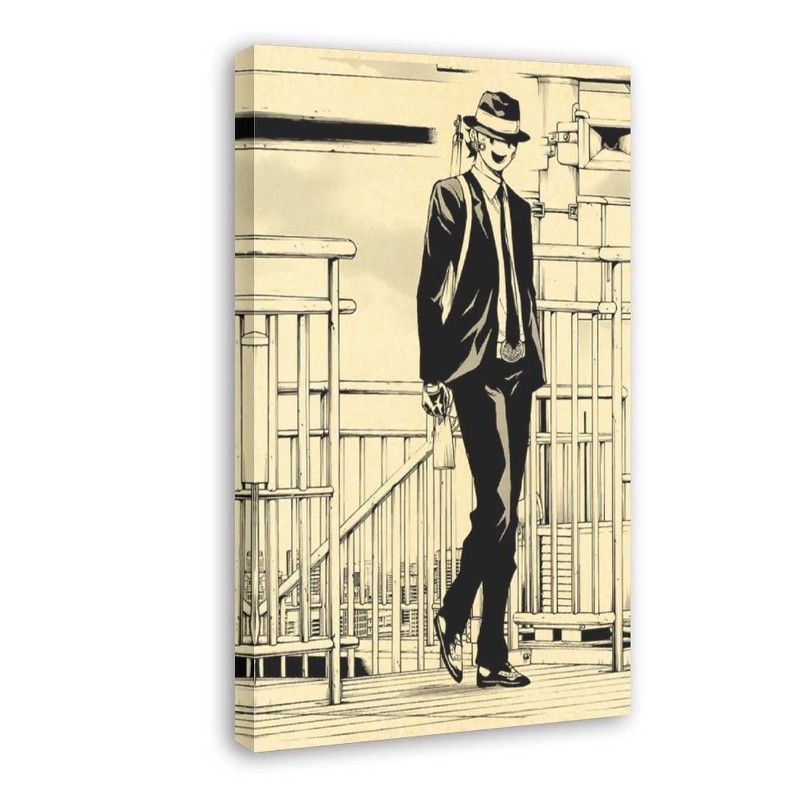 Anime Sky Invasion Sniper Mask Black & White Canvas Poster - 24x36 Inch (60x90cm) Framed Wall Art for Bedroom, Office & Gaming Room Decor - Perfect Gift for Anime Fans & Home Styling