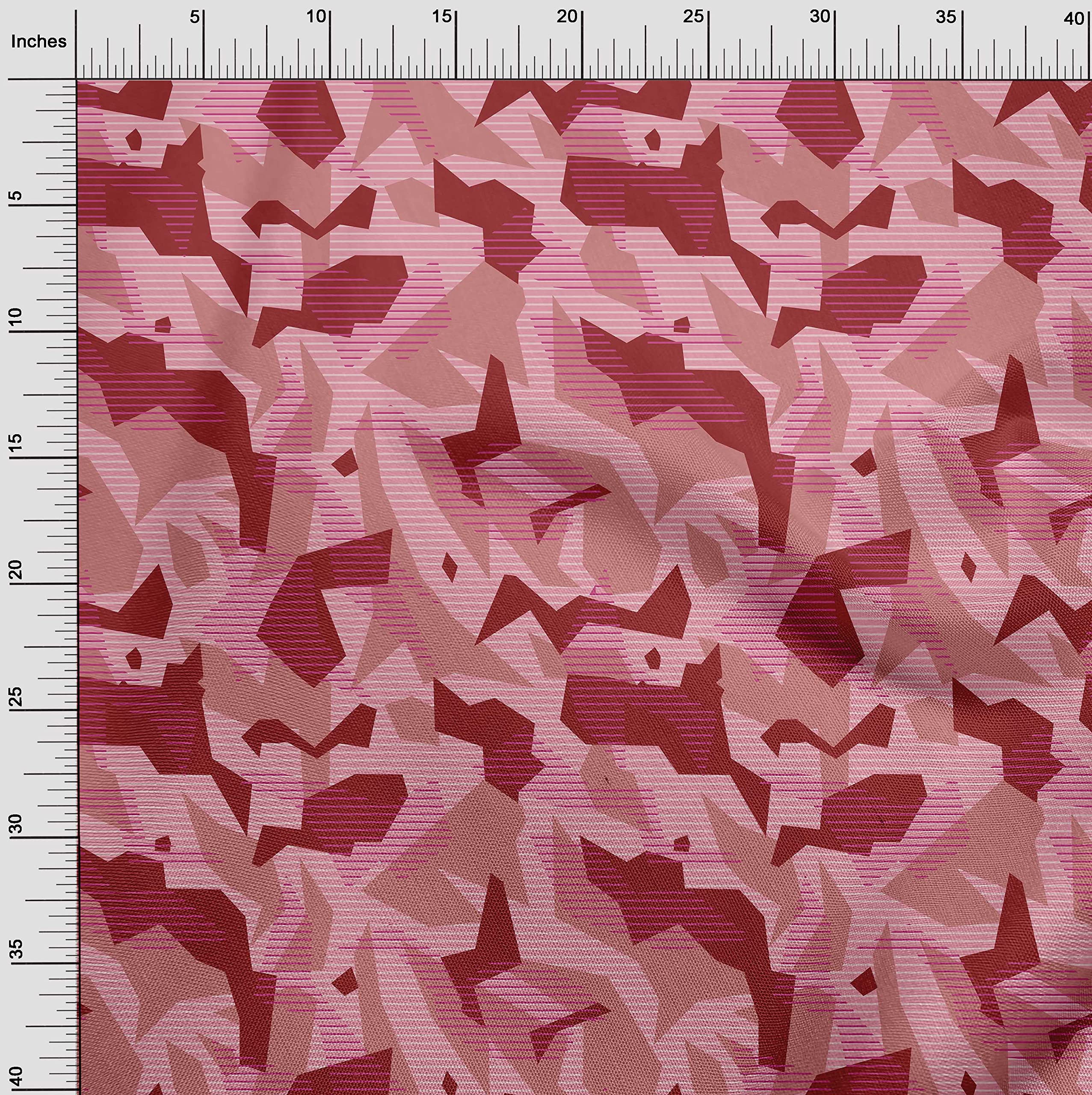 oneOone Polyester Spandex Red Abstract Printed Fabric - 56 Inch Wide Craft Material for Sewing, Quilting & DIY Projects | Perfect for Clothing, Home Decor & Upholstery