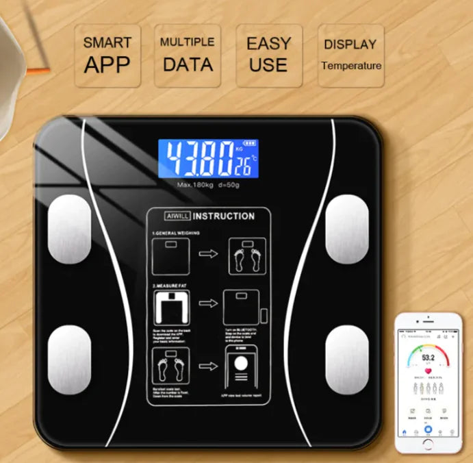 Smart Digital Body Weight Scale - Accurate Bluetooth Bathroom Scale for Home Use, Fitness Tracking & Health Monitoring - Perfect for Gym, Office, and Family Use