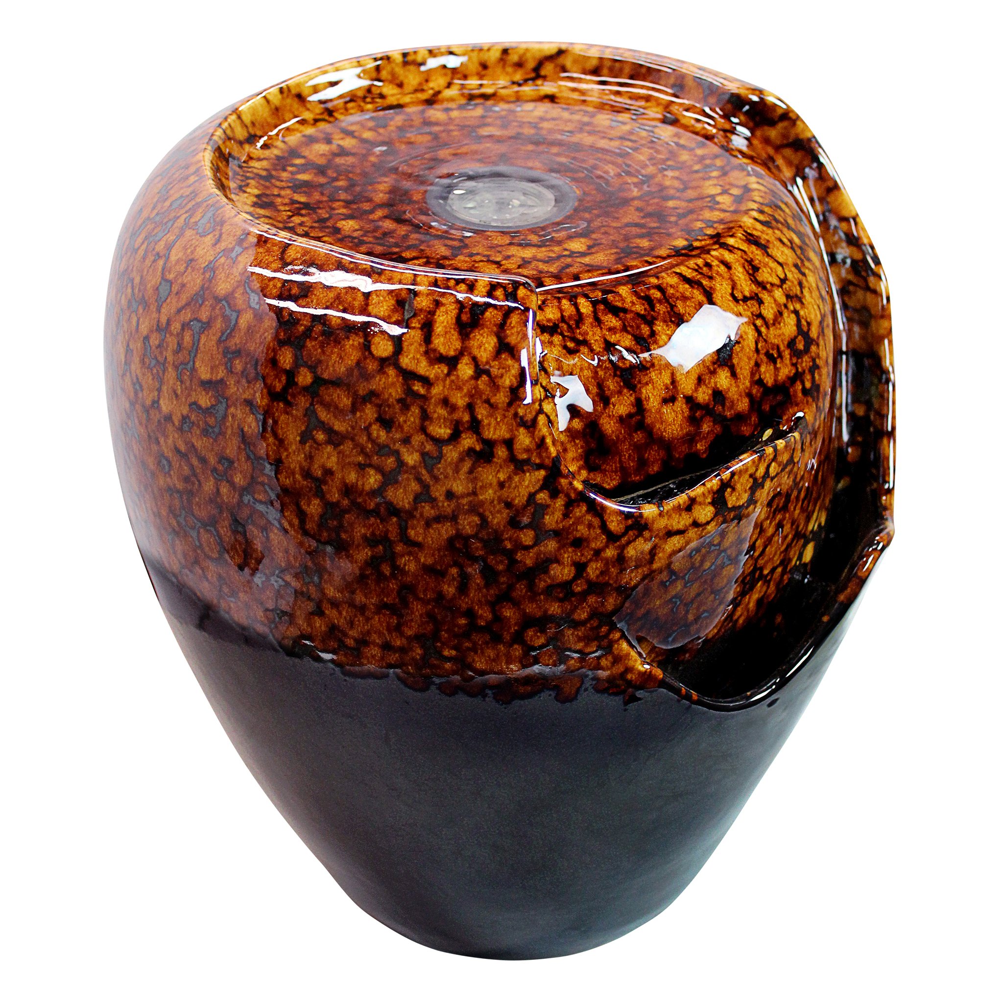 Design Toscano SS12360 Burnt Umbra Ceramic Jar Tabletop Fountain - Indoor & Outdoor Water Feature for Garden, Patio, or Home Decor - Black and Brown