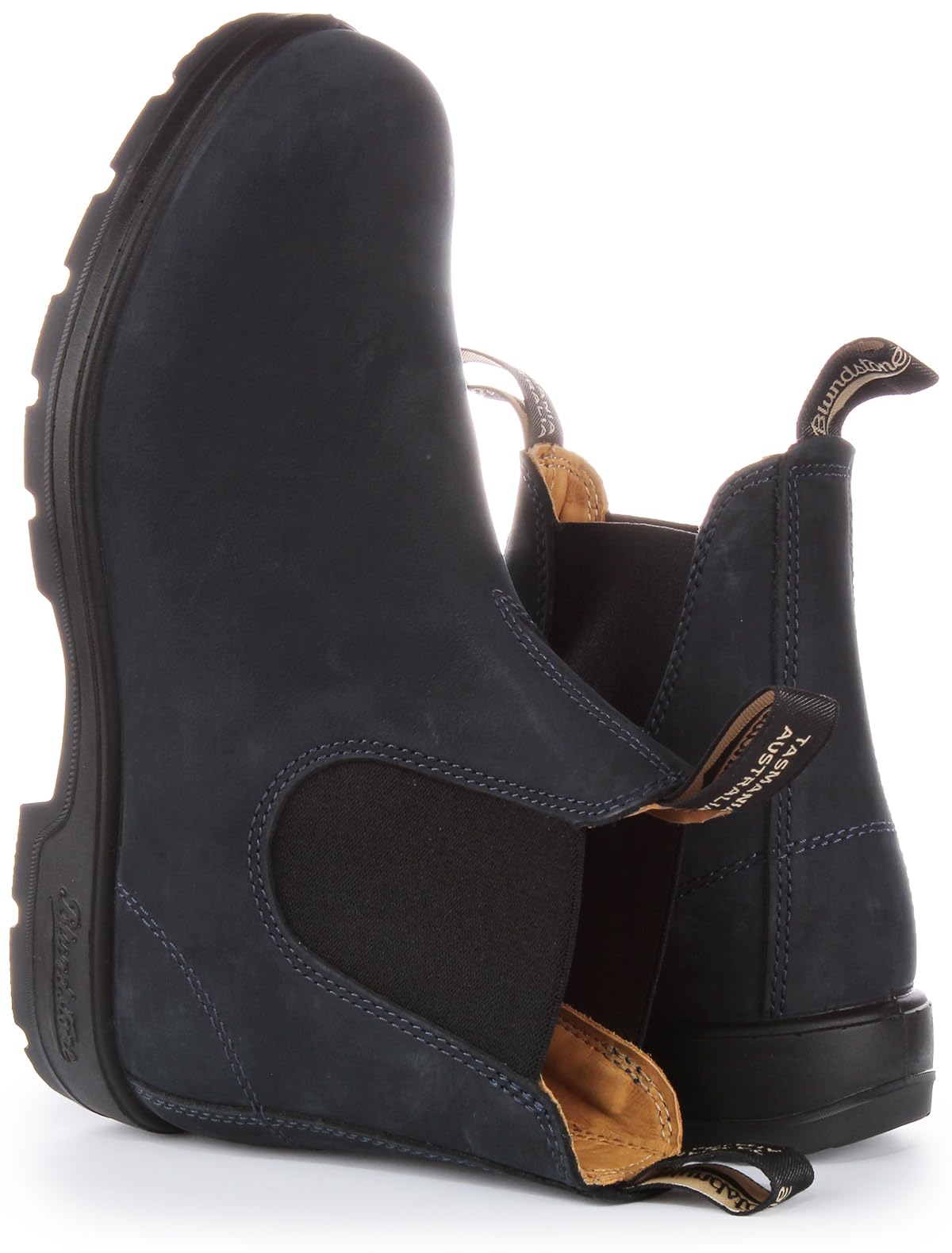 Blundstone Men's Chelsea Boots Waterproof Leather Work Boots - Marine Blue Size 10.5 US - Comfortable Slip-On Ankle Boots for Outdoor, Hiking & Casual Wear