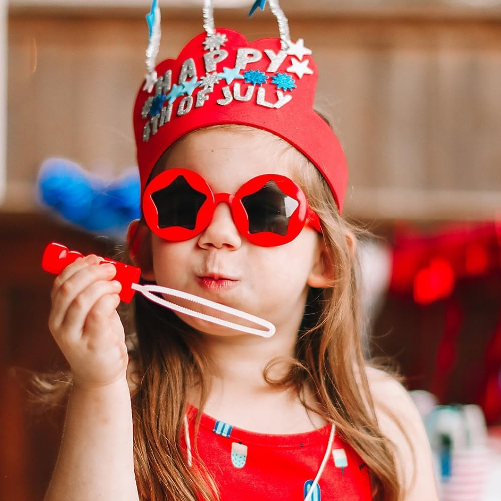 Fun Express Patriotic Mini Bubble Wands - Pack of 12 - Summer Outdoor Party Favors, 4th of July Celebrations & Kids Birthday Activities