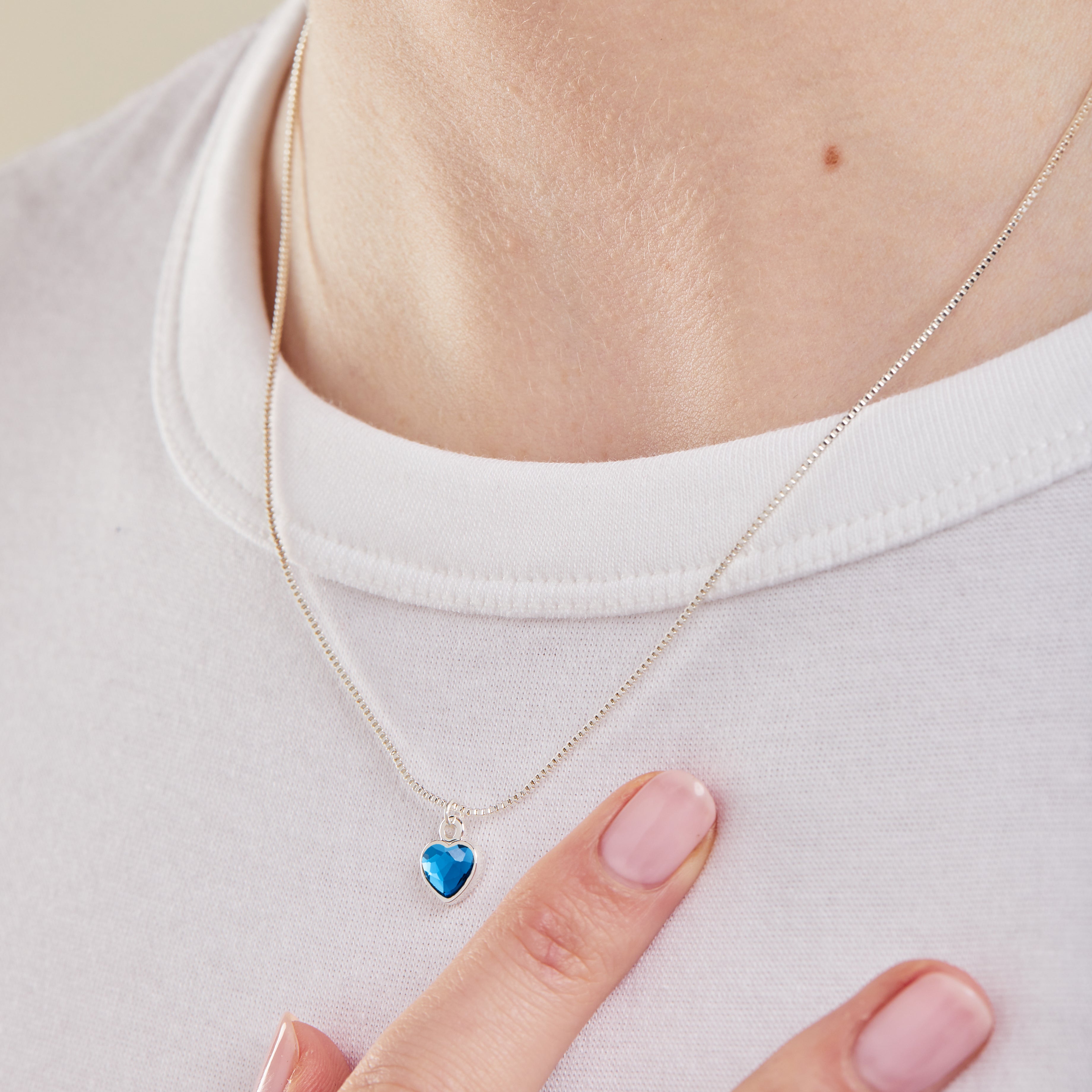 Blue Zircon Heart Necklace - December Birthstone Jewelry for Women | Perfect Gift for Anniversary, Birthday & Valentine's Day