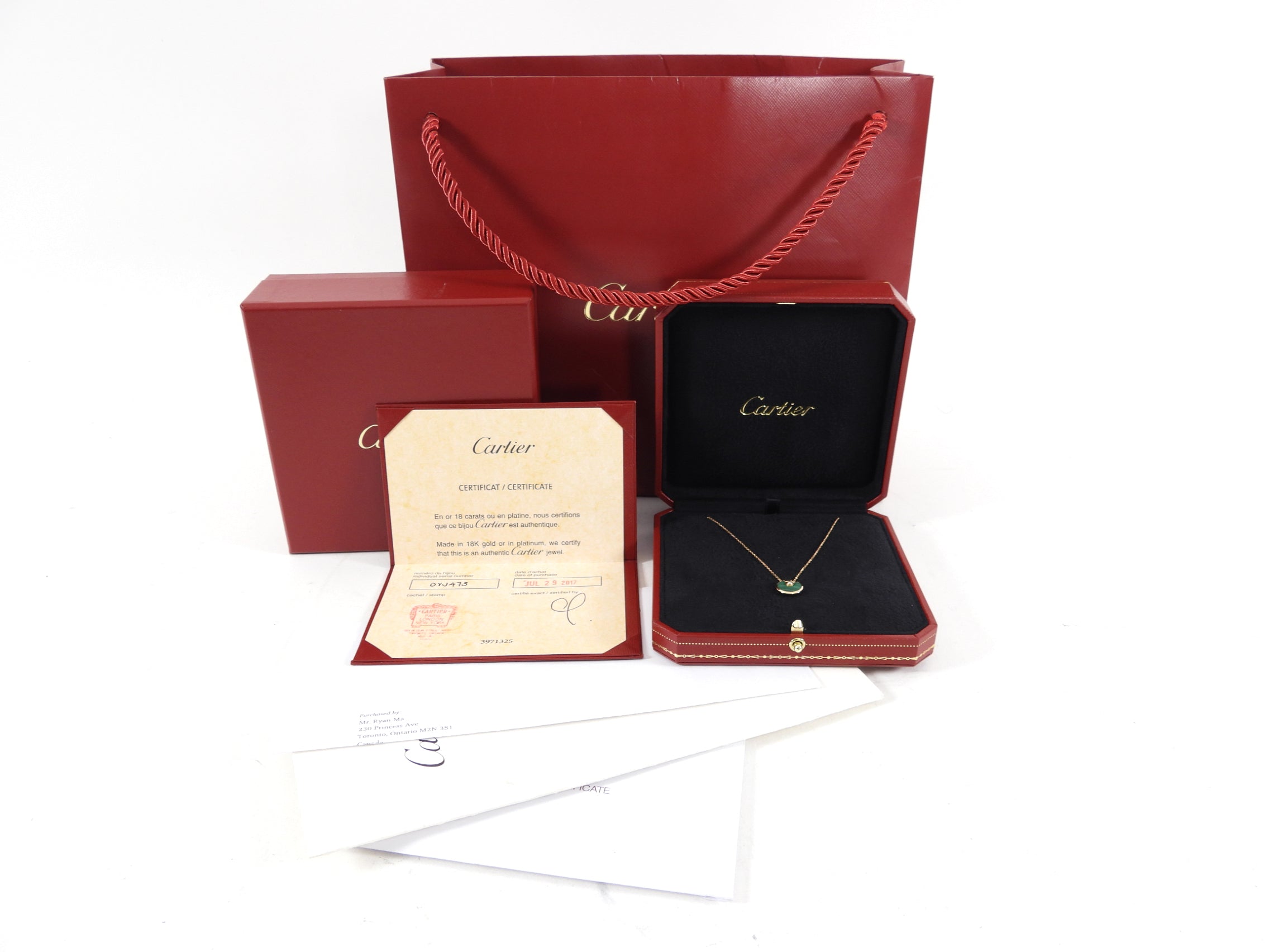 Cartier Amulette de Cartier 18k Gold Diamond & Malachite Pendant Necklace for Women - Elegant Jewelry Gift for Anniversary, Birthday & Special Occasions