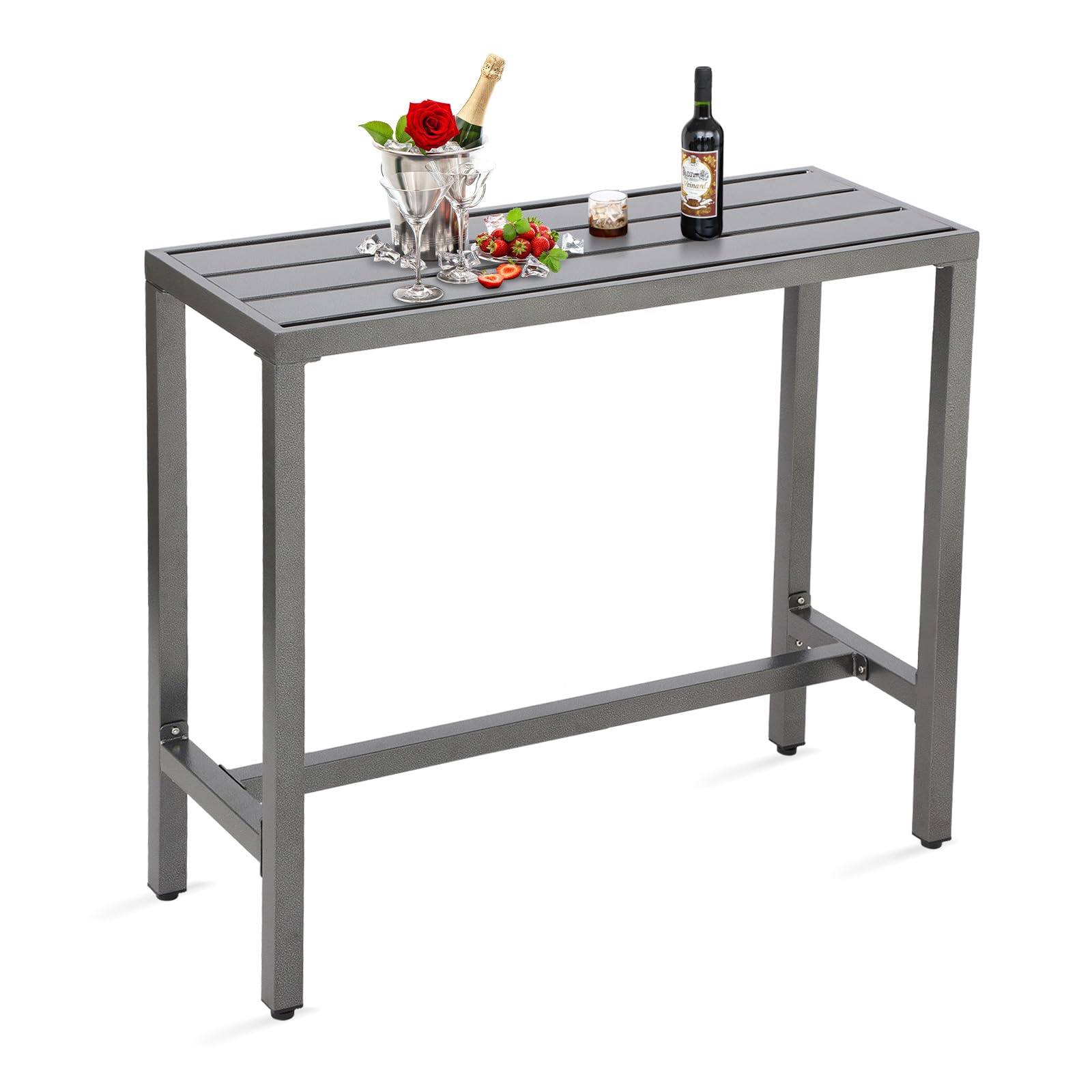 Outdoor Bar Table 40 Inch - Counter Height Rectangle Patio Table for Garden, Yard, Balcony & Poolside - Weather-Resistant Gray Outdoor Dining & Entertaining Furniture - Perfect for BBQs, Parties & Relaxing by the Pool