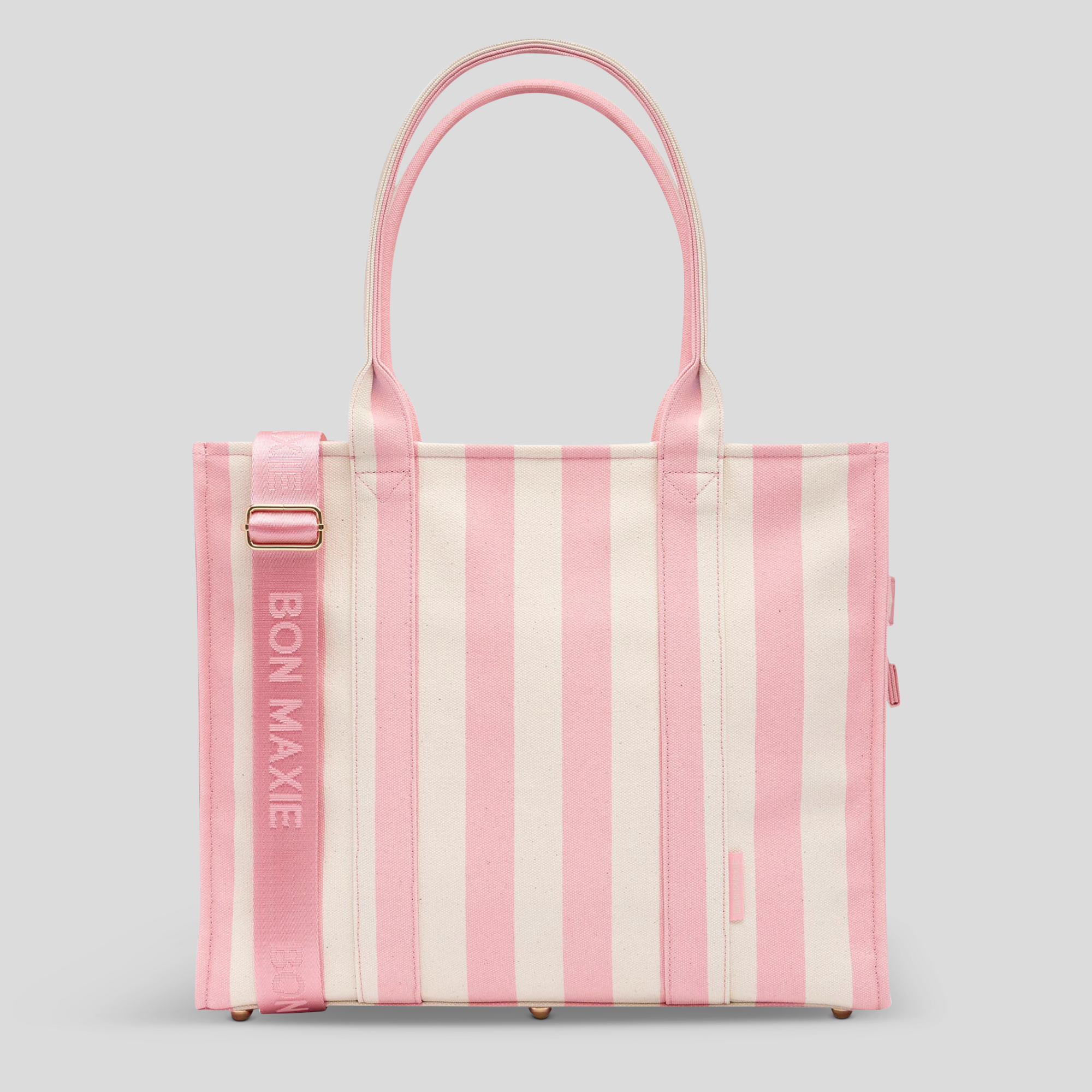 Large Bon Vivant Structured Tote Bag in Blush Stripe - Stylish Work Bag, Travel Tote & Everyday Carryall for Women