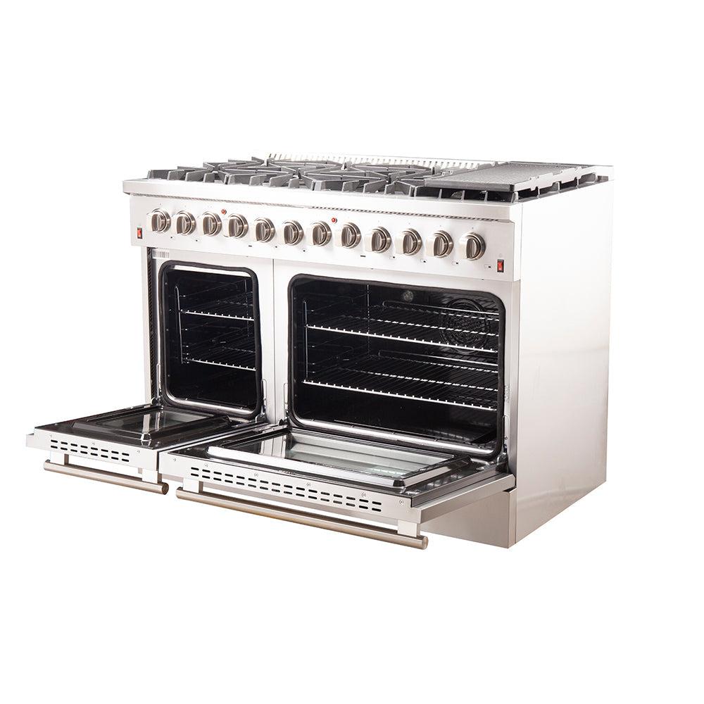 Forno Galiano Professional 48-Inch 6.58 cu. ft. Dual Fuel Range - Stainless Steel Gas Stove & Electric Oven (Model FFSGS6156 48) | Perfect for Home Chefs & Commercial Kitchens