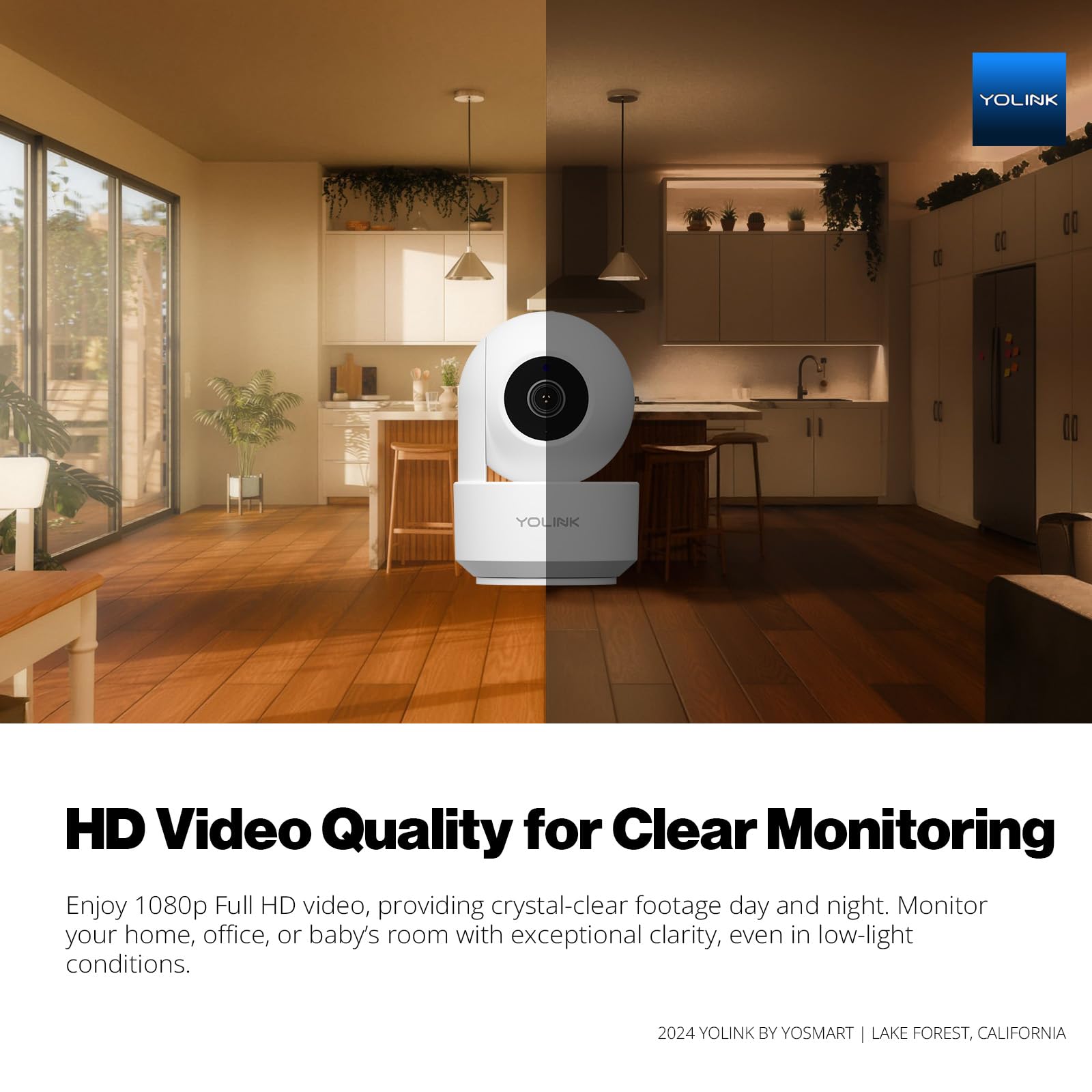 YoLink Uno 2.4G WiFi Wireless Indoor Security Camera - 1080p HD Baby & Pet Monitor with Night Vision, 2-Way Audio, 64GB SD Card, 360° Rotation - Perfect for Home Security, Baby Monitoring, and Pet Watching