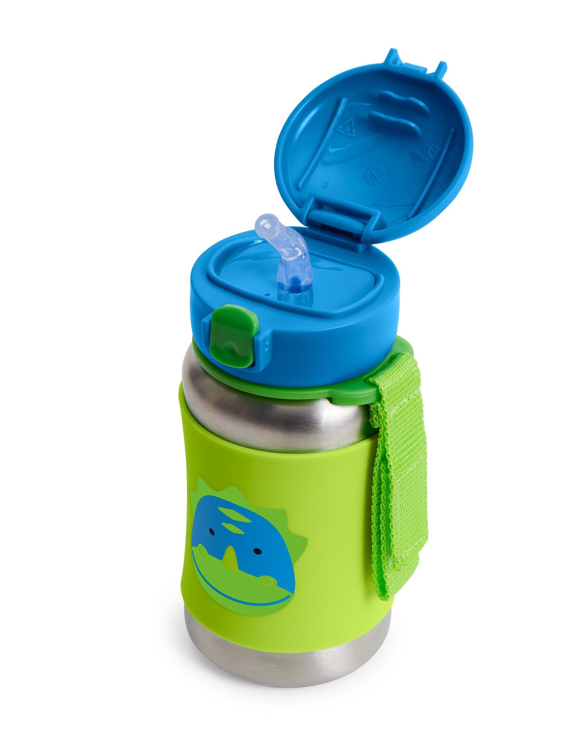 Skip Hop Zoo Stainless Steel Straw Bottle - Insulated Kids Water Bottle with Leak-Proof Lid, BPA-Free & Eco-Friendly - Perfect for School, Travel & Outdoor Activities