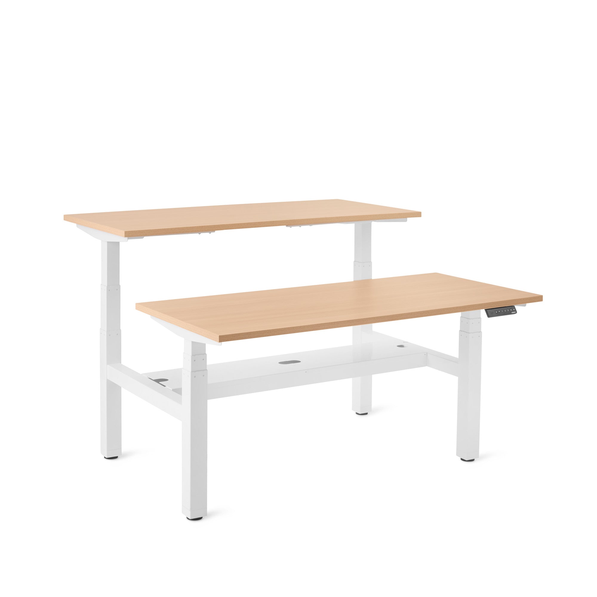Adjustable Height Double Desk for 2 People - Series L Home Office Desk with Dual Workspace - Perfect for Shared Workspaces, Home Offices & Small Business Setups