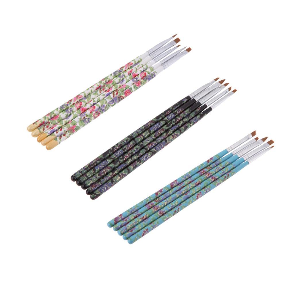 Premium 6-Pack Multi-Functional Nail Art Brush Pens with Floral Design - Professional Painting Tool for Acrylic, Gel & Nail Art - Perfect for DIY Manicures, Salon Use & Beauty Supplies