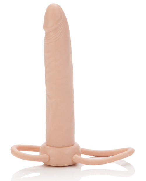 Premium Dual Penetrator Dildo with Cock Ring - Vanilla Color | Enhance Couples Play & Solo Pleasure | Perfect for Spicing Up Your Sex Life & BDSM Adventures