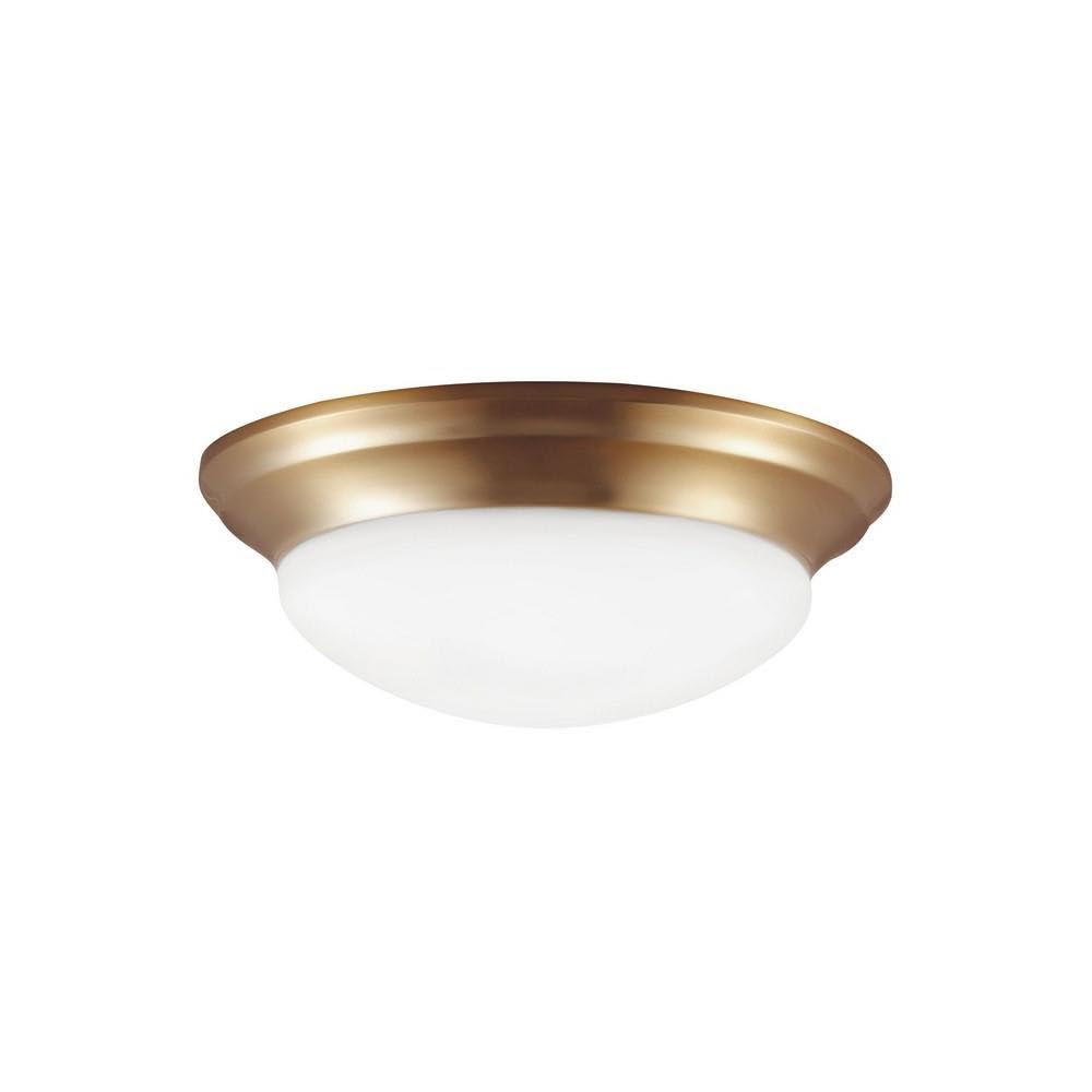 Modern Two-Light Flush Mount Ceiling Fixture in Satin Bronze - Incandescent Lighting for Bedroom, Hallway & Kitchen | Model 73-Bel-1636782