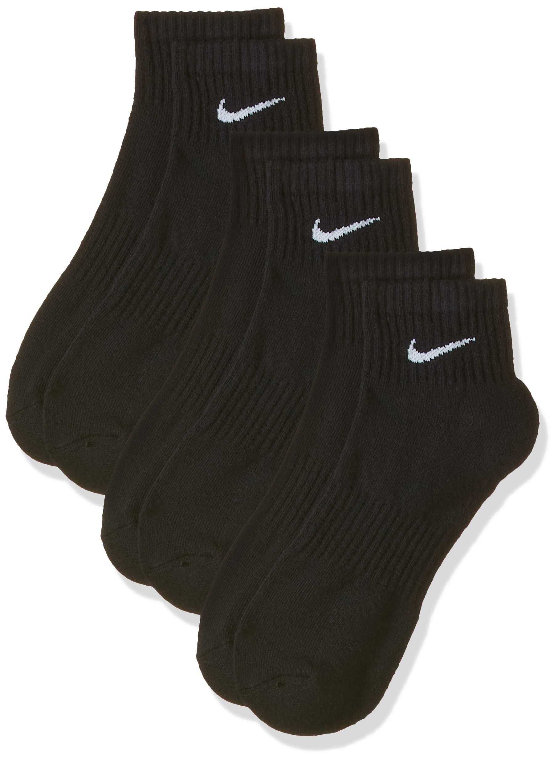 Nike Everyday Cushion Ankle Training Socks 3-Pack - Moisture Wicking Athletic Socks for Men & Women - Black/White Medium - Perfect for Running, Gym Workouts & Sports Activities