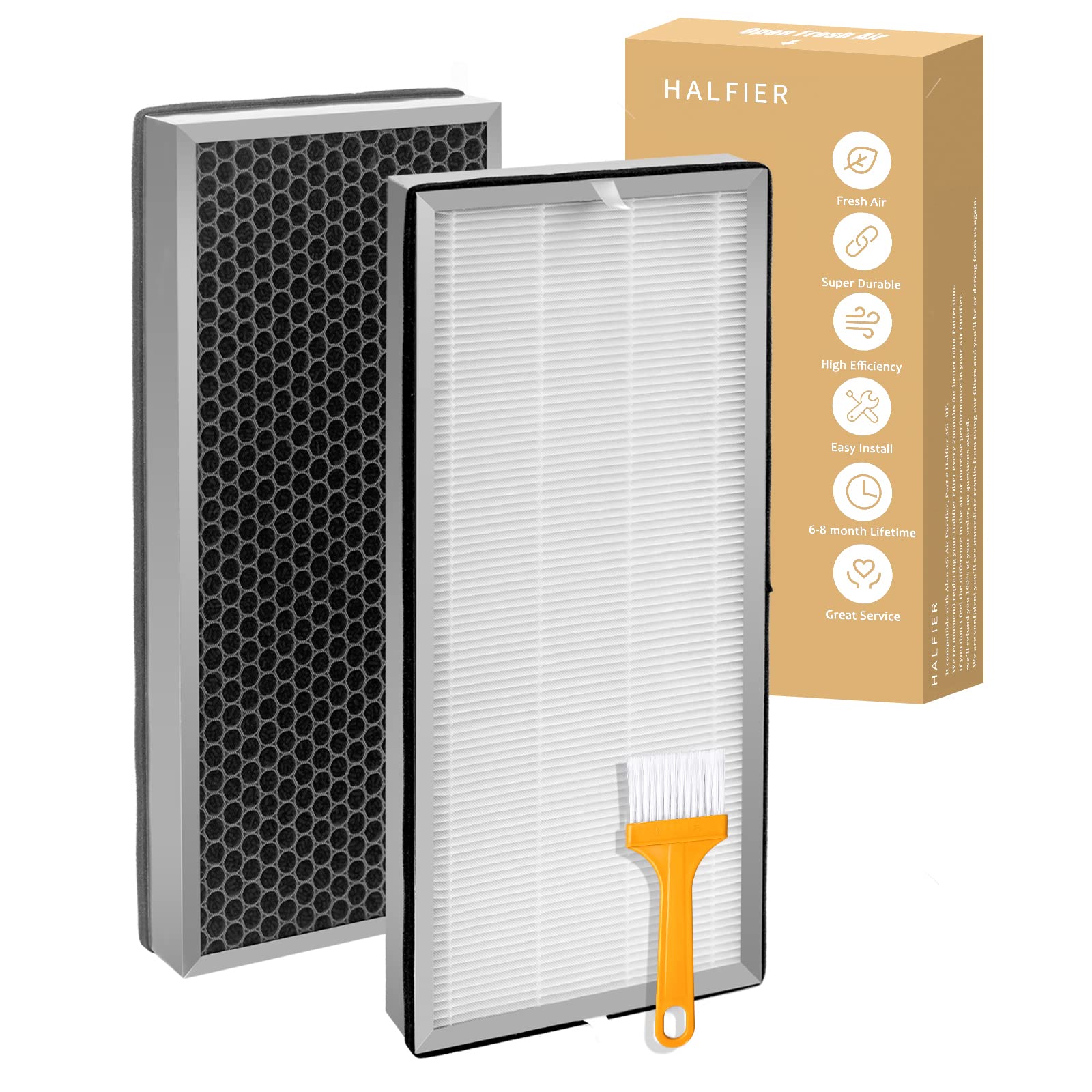 Halfier MA-40 Replacement H13 True HEPA Air Purifier Filter (3-in-1) - 2 Pack - Compatible with Medify MA-40 - Perfect for Home, Office & Allergy Relief