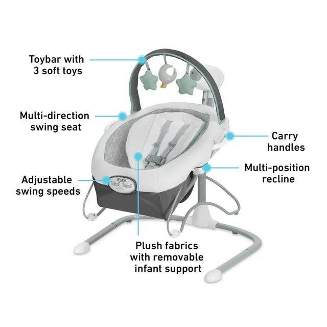 Graco Soothe 'n Sway LX Baby Swing with Portable Rocker - Gentle Motion for Newborns & Infants - Perfect for Nursery, Living Room & Travel Use