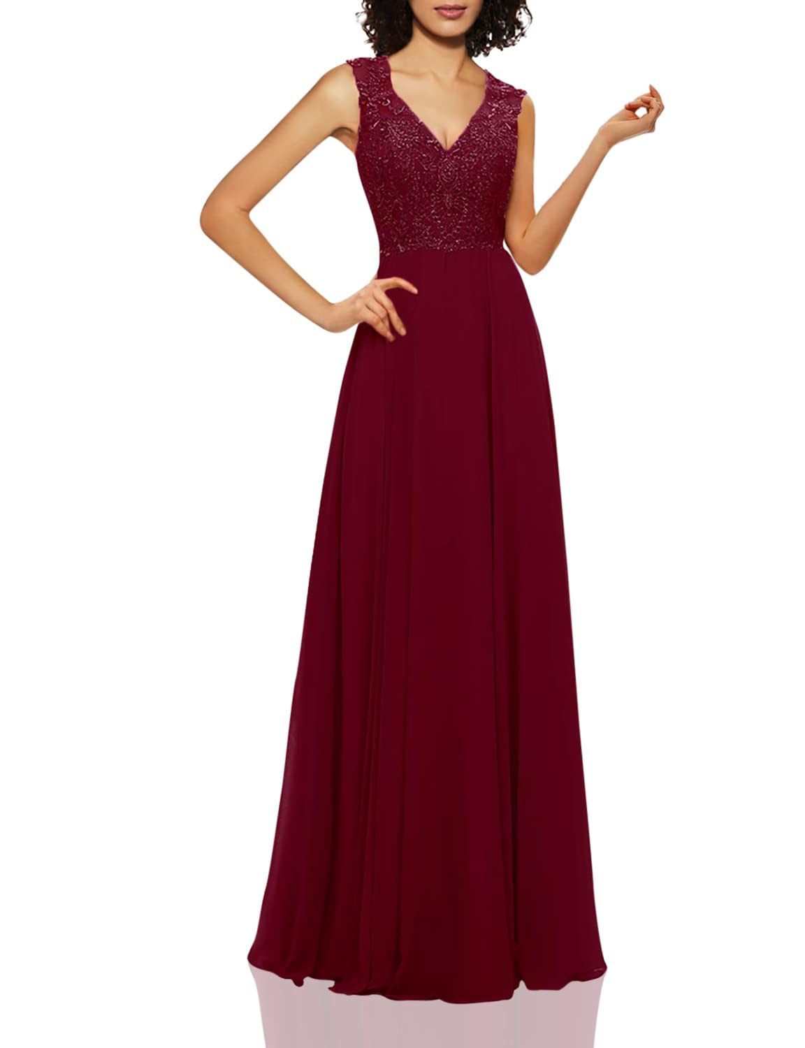 Sarahbridal Women's Elegant Chiffon Long Prom Dress with Beaded Sequin Details - Cap Sleeve Bridesmaid Gowns for Wedding, Party & Formal Events