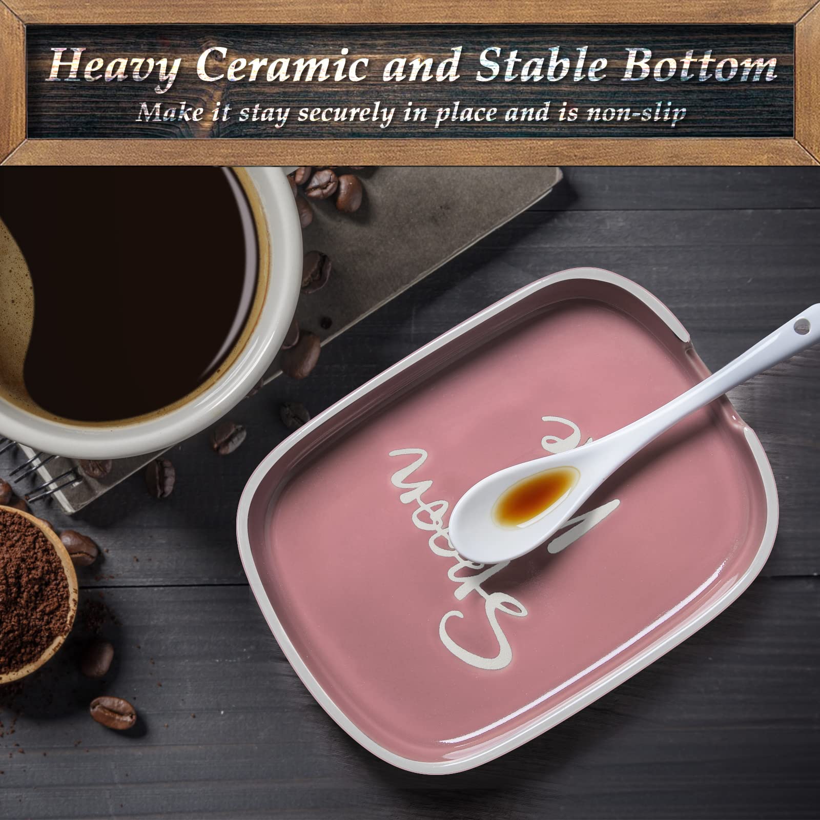 DAYYET Ceramic Spoon Rest for Stove Top - Large Heat-Resistant Kitchen Utensil Holder for Cooking - Pink Countertop Decor - Perfect for Cooking, Serving & Kitchen Organization