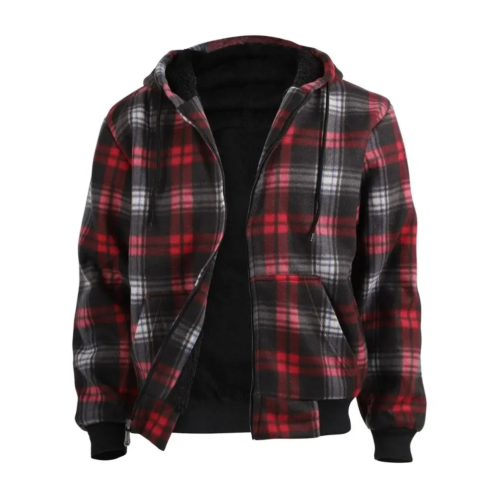 Men's Plaid Sherpa Lined Sweatshirt - Warm Flannel Shirt Jacket for Winter, Cozy Fleece-Lined Pullover for Outdoor Activities & Casual Wear