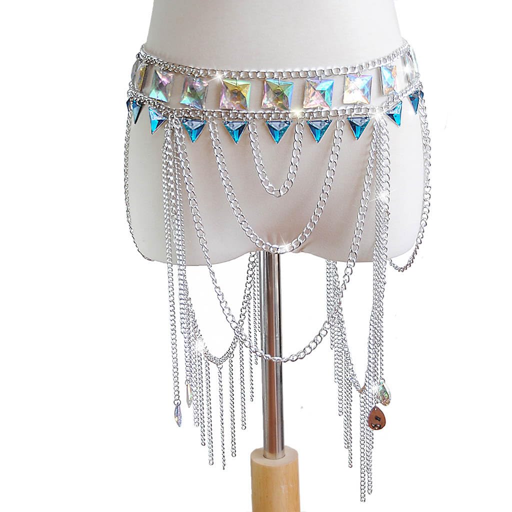 Rhinestone Body Chain - Boho Crystal Waist Belly Chain for Women | Festival Jewelry, Rave Outfit Accessory | Perfect for Music Festivals, Beach Parties & Bachelorette Events