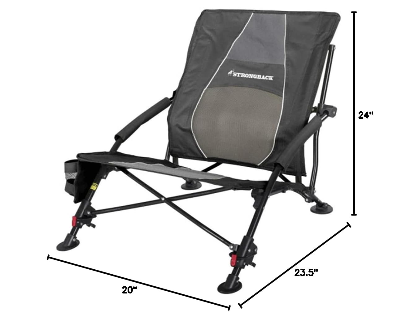 STRONGBACK Low Gravity Recliner Portable Beach Chair with Built-in Lumbar Support - Heavy Duty Folding Beach Chair for Travel, Camping, Backyard & Poolside Relaxation