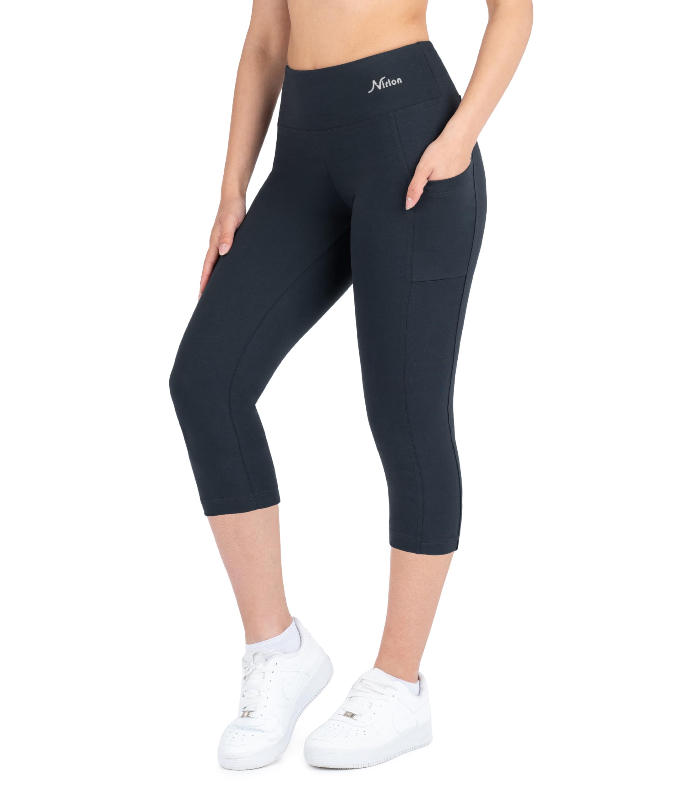 Breathable High Waisted Capri Leggings for Women with Pockets - Nirlon Workout Yoga Running Pants | Perfect for Gym, Lounge & Outdoor Activities