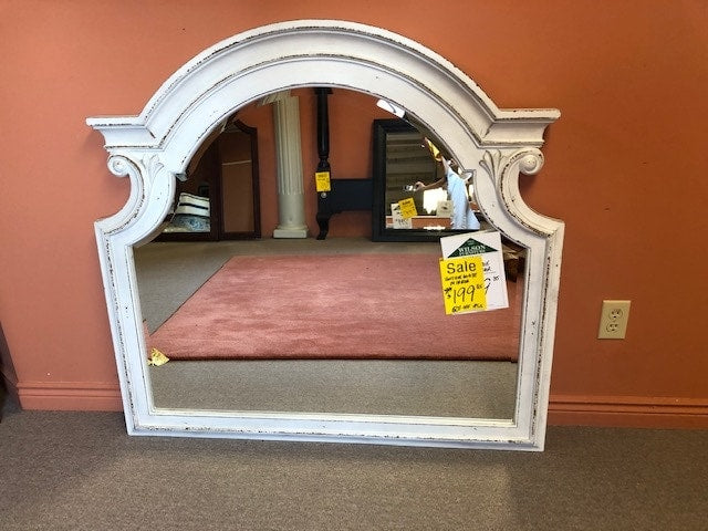 Vintage White Wall Mirror - Antique Style Full Length Mirror for Bedroom, Living Room & Entryway Decor - Classic Home Decor Accent
