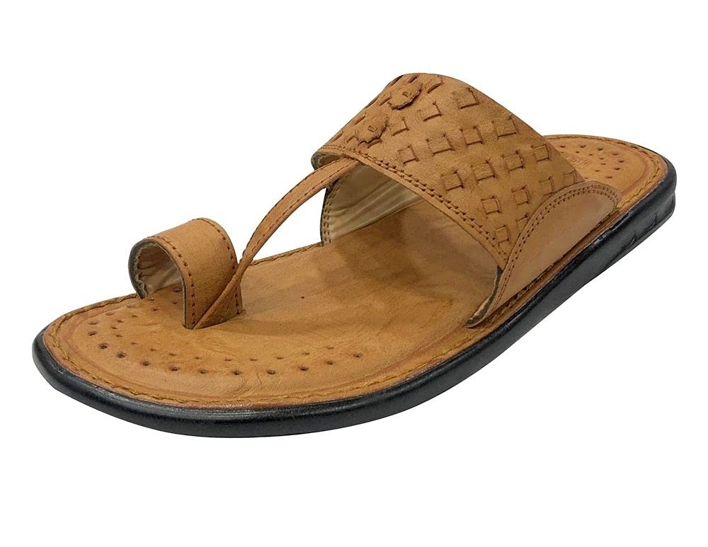 Authentic Kolhapuri Style Sandals for Men - Handmade Indian Slip-On Loafers & Comfortable Flip Flops - Perfect for Beach, Vacation and Casual Wear