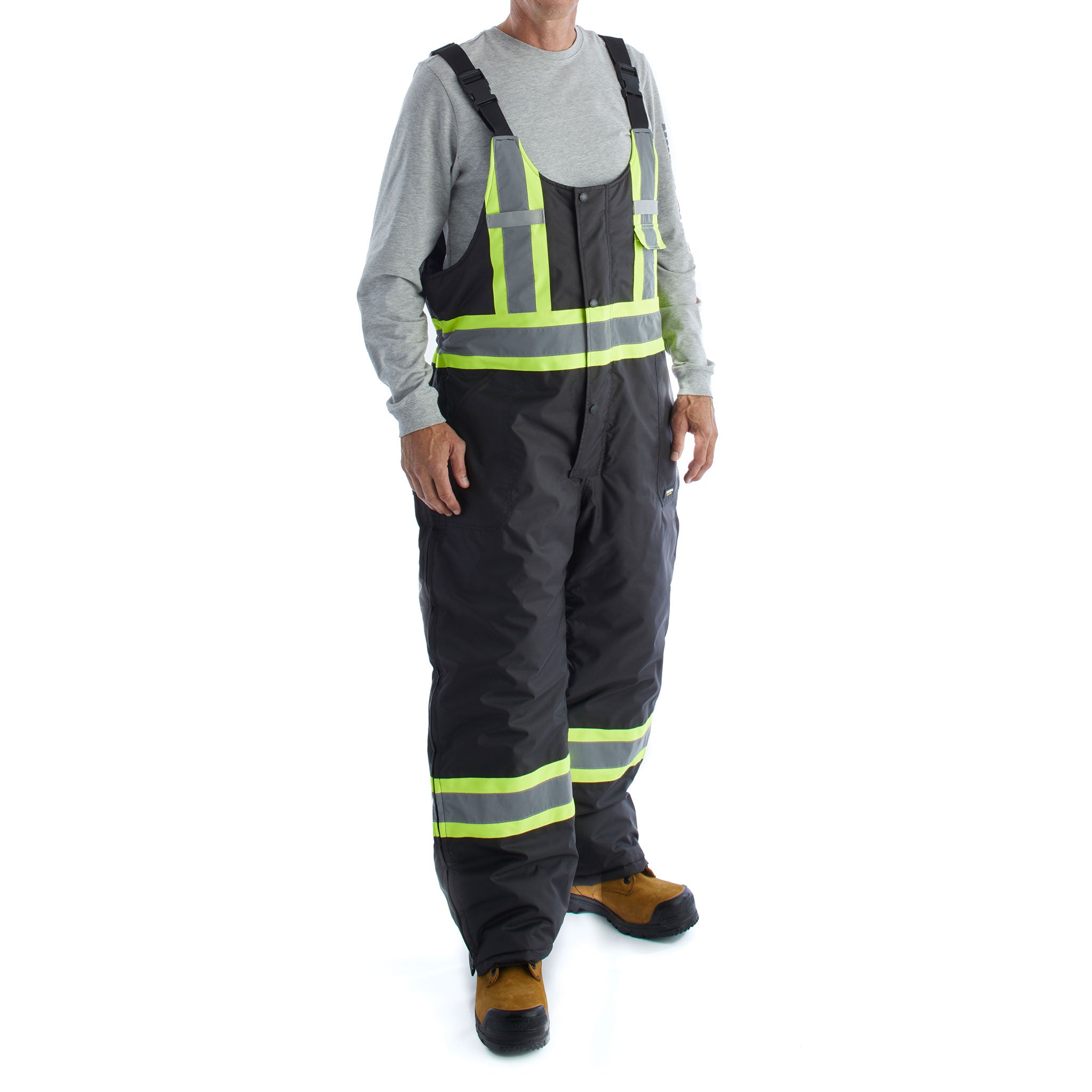 Terra Hi-Vis Men's Insulated Bib Overalls - Black (116507) | Waterproof Work Coveralls for Construction & Winter Outdoor Jobs