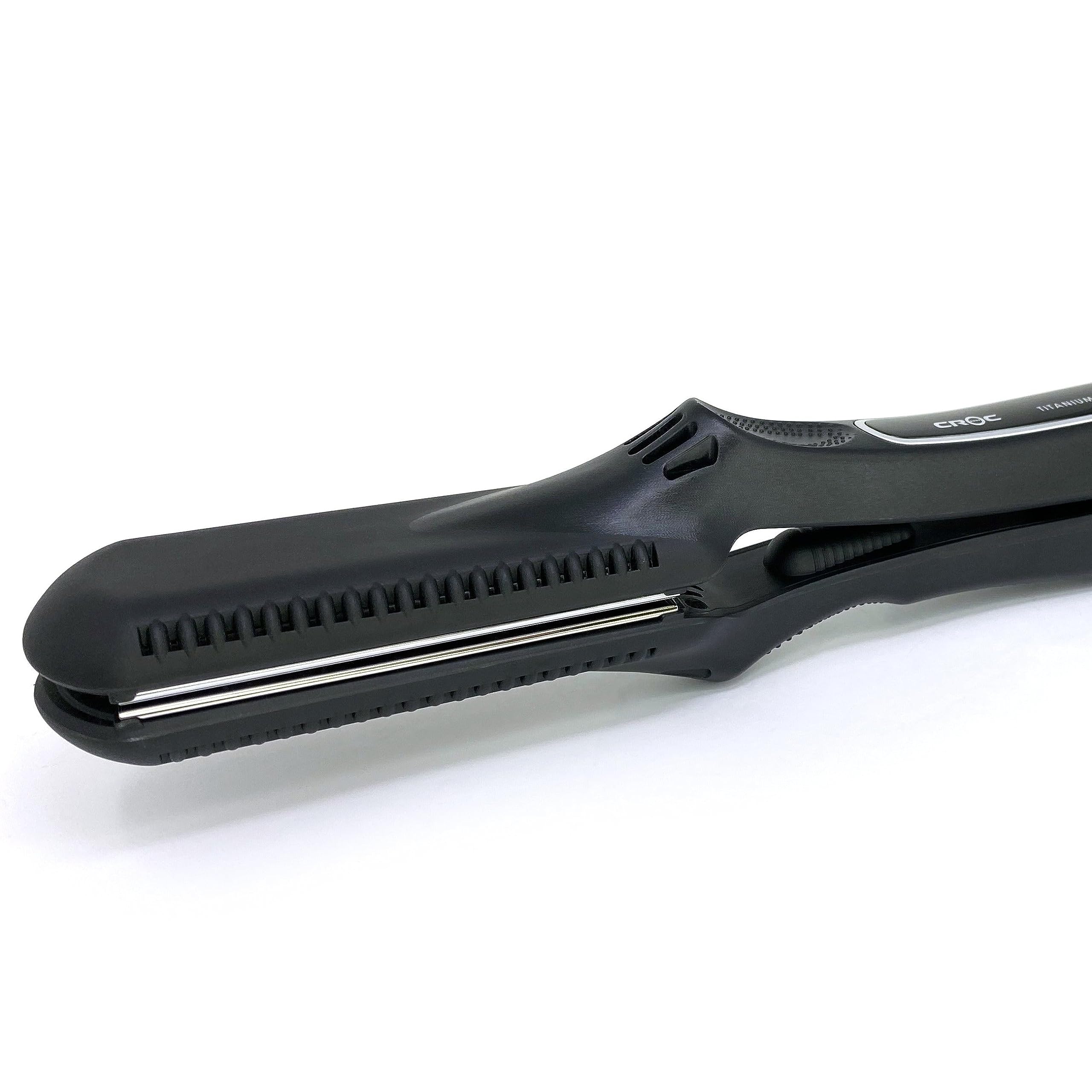 Croc Classic Silver Titanium Flat Iron Hair Straightener - 1.5 Inch Professional Hair Straightener for Smooth & Shiny Hair - Perfect for Home Use, Salon Styling & Travel